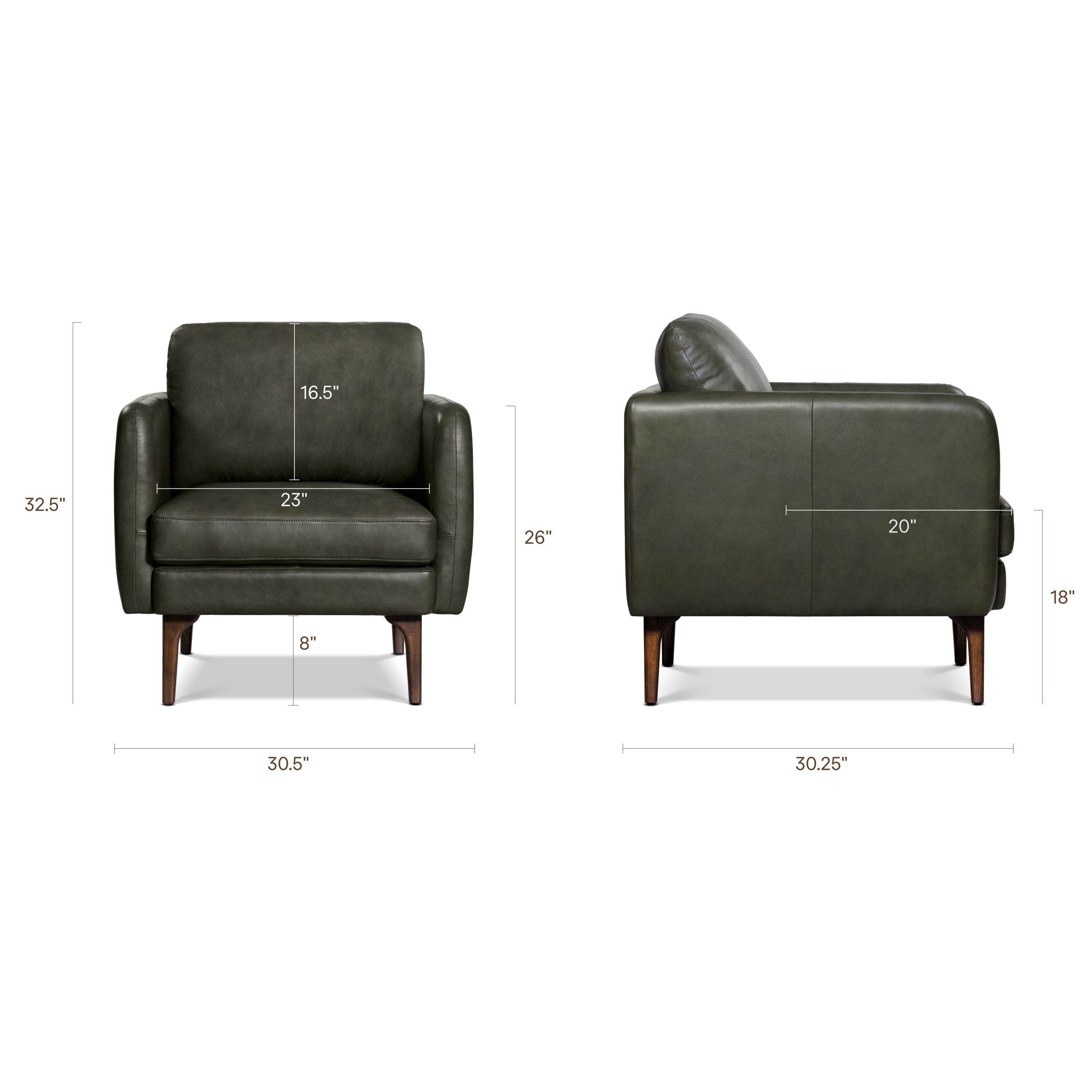 Fauteuil en cuir | Vert olivine