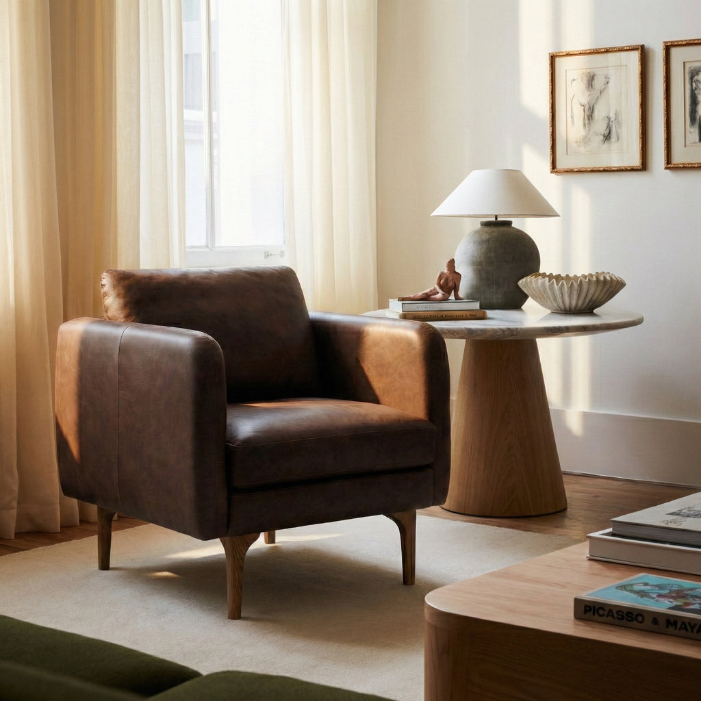 Fauteuil en cuir | Marron Bridle