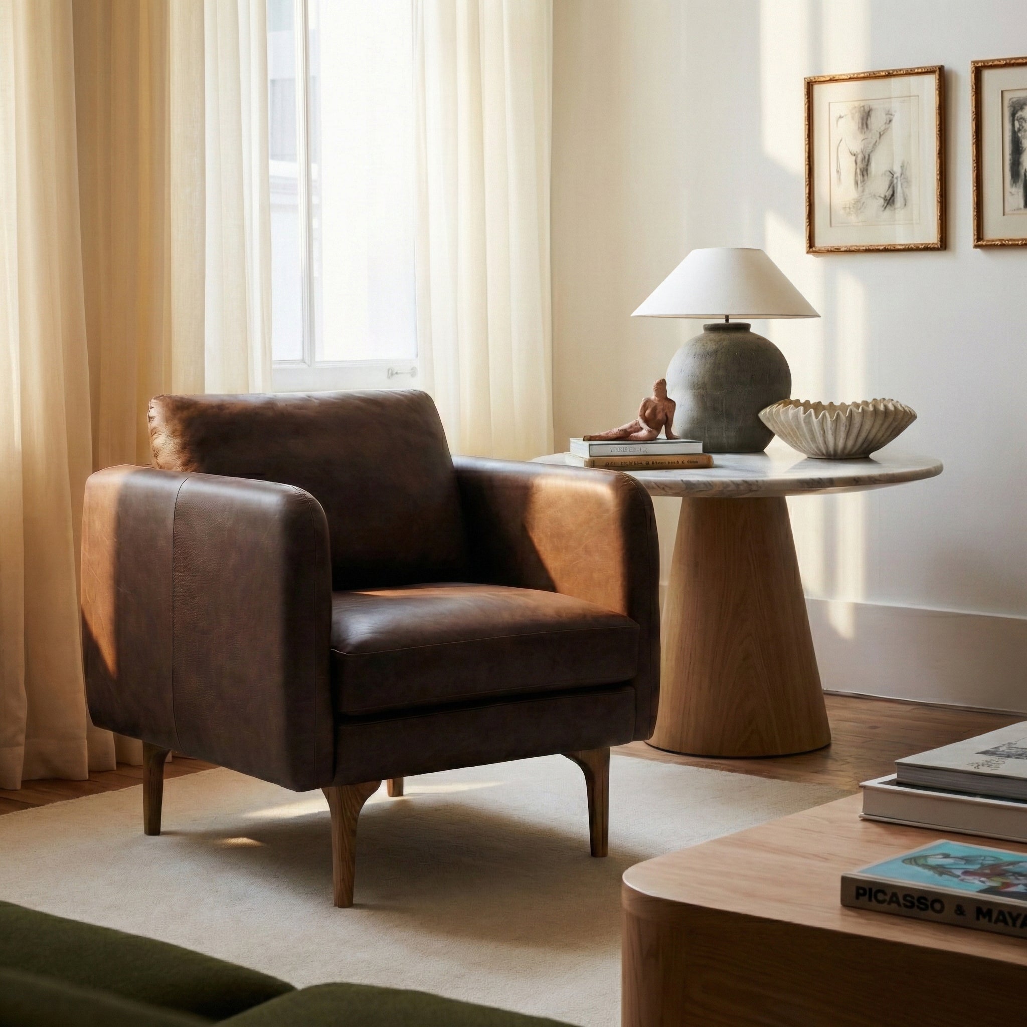 Fauteuil en cuir | Marron Bridle