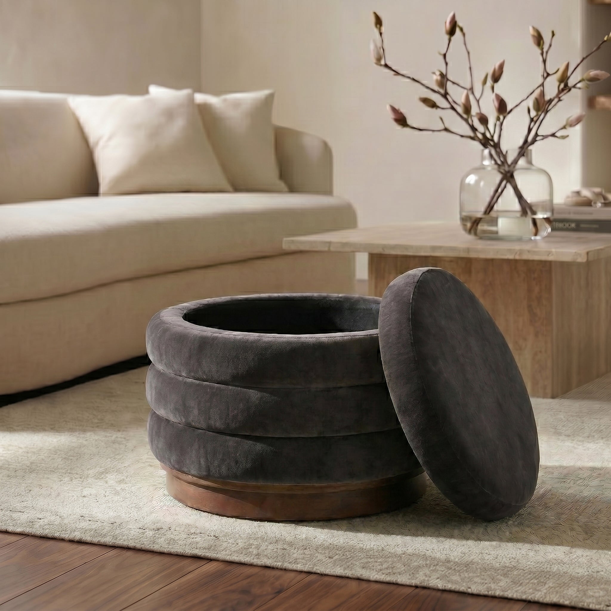 Pouf de rangement | Marron ganache