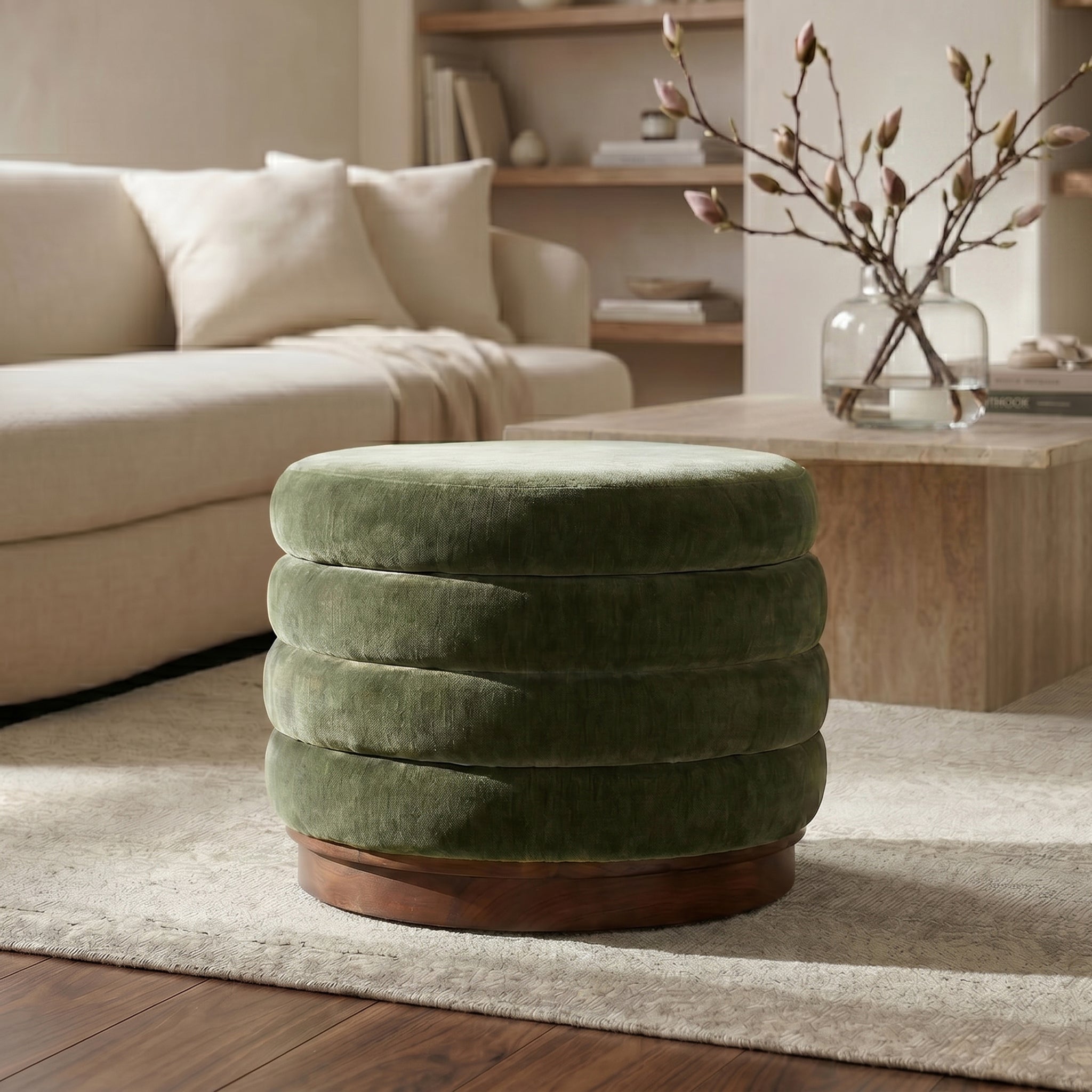 Pouffe de rangement | Vert Sagano