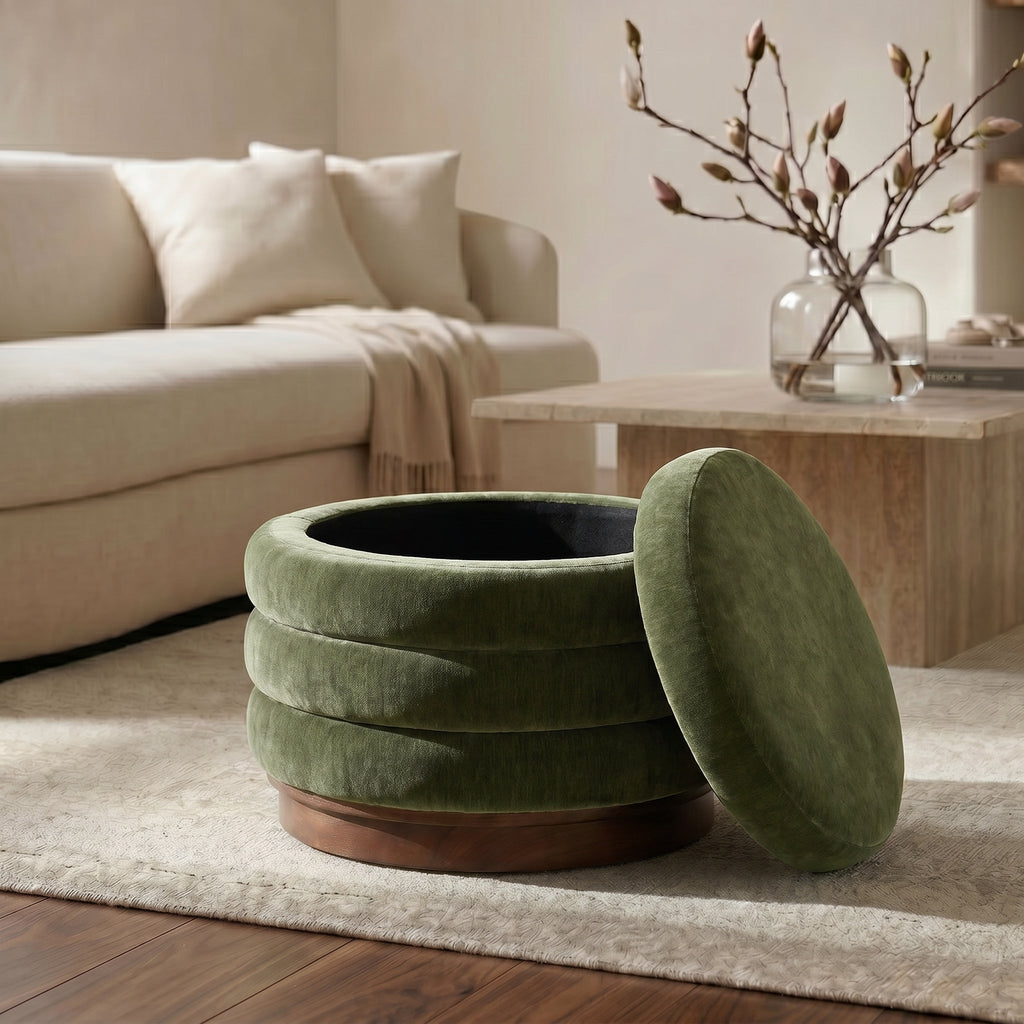 Pouffe de rangement | Vert Sagano