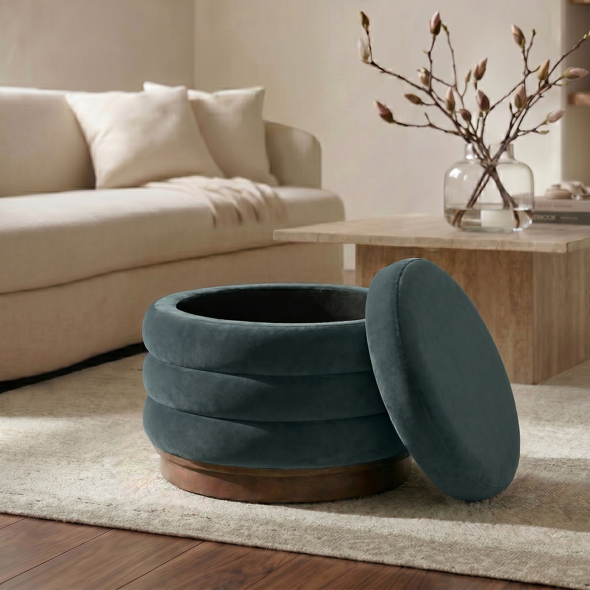 Ottoman de rangement | Sarcelle foncée
