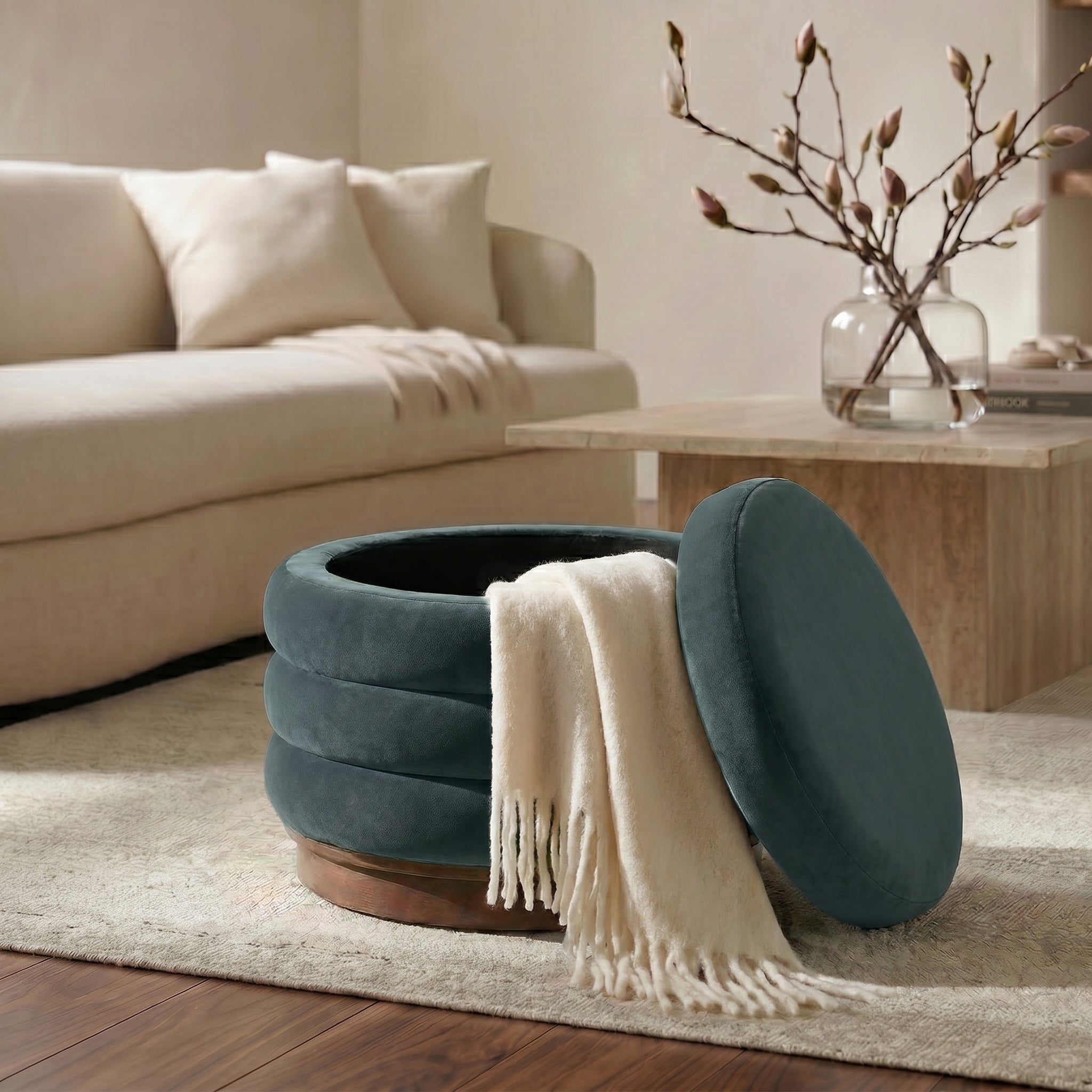 Ottoman de rangement | Sarcelle foncée