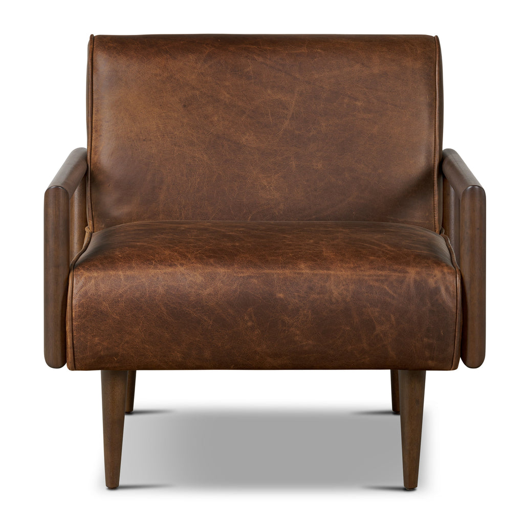 Fauteuil en cuir | Marron chocolat