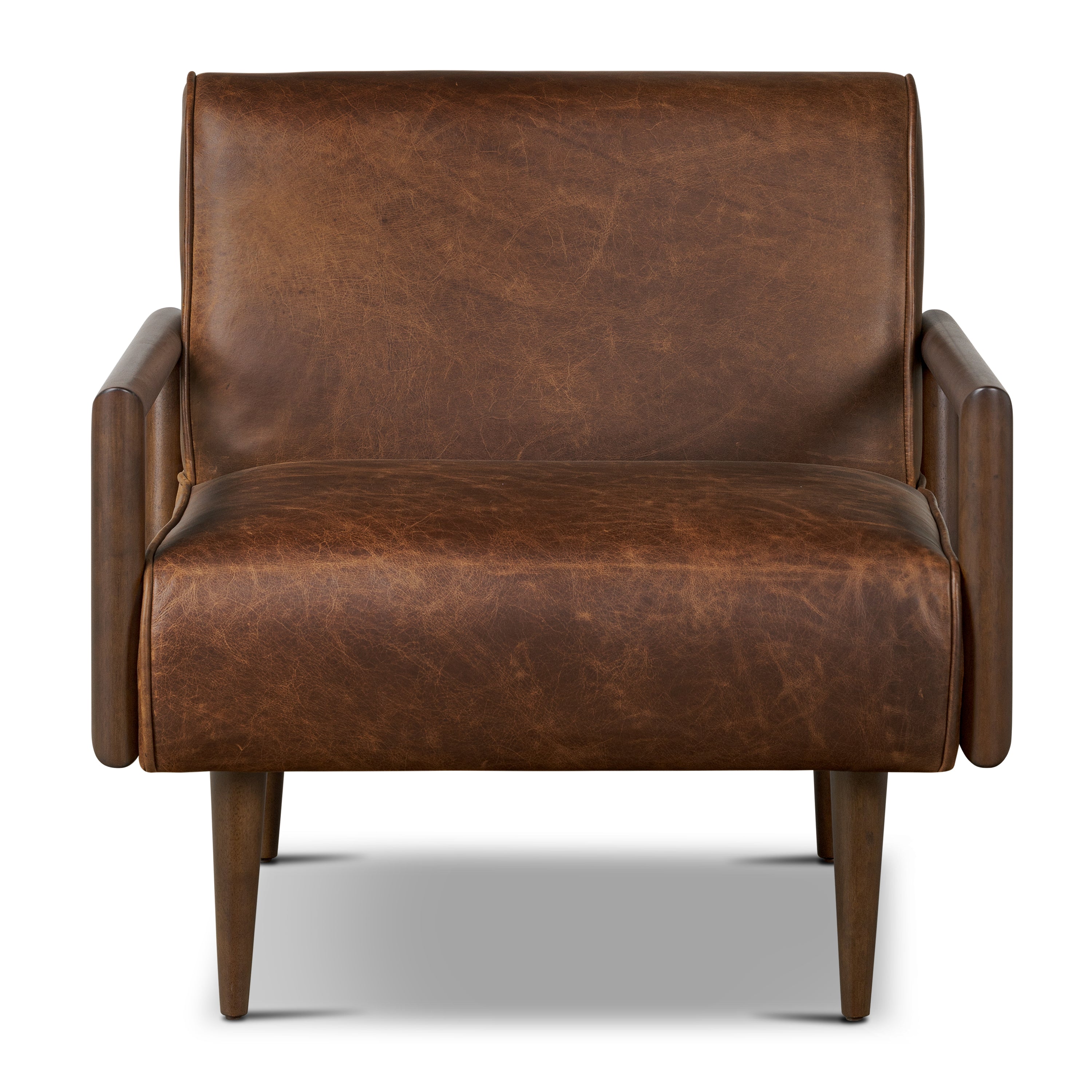 Fauteuil en cuir | Marron chocolat