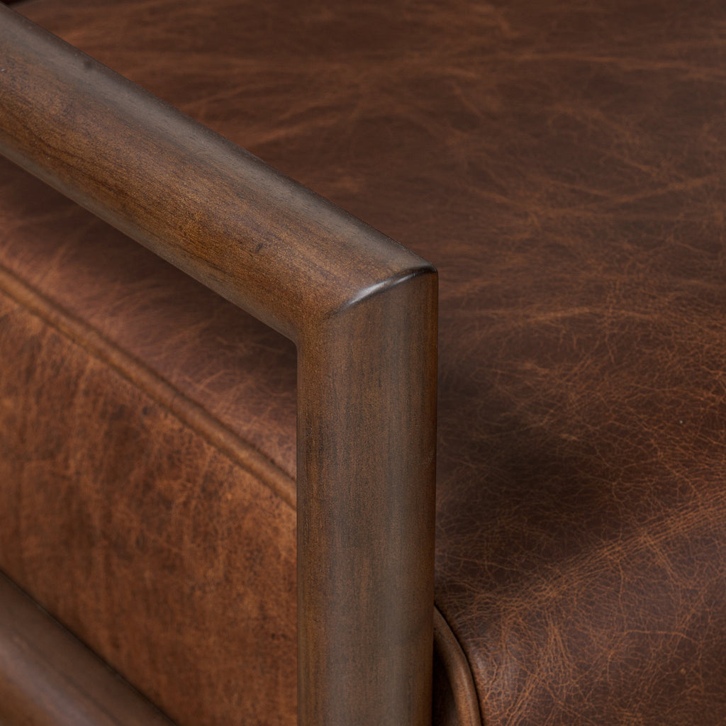 Fauteuil en cuir | Marron chocolat