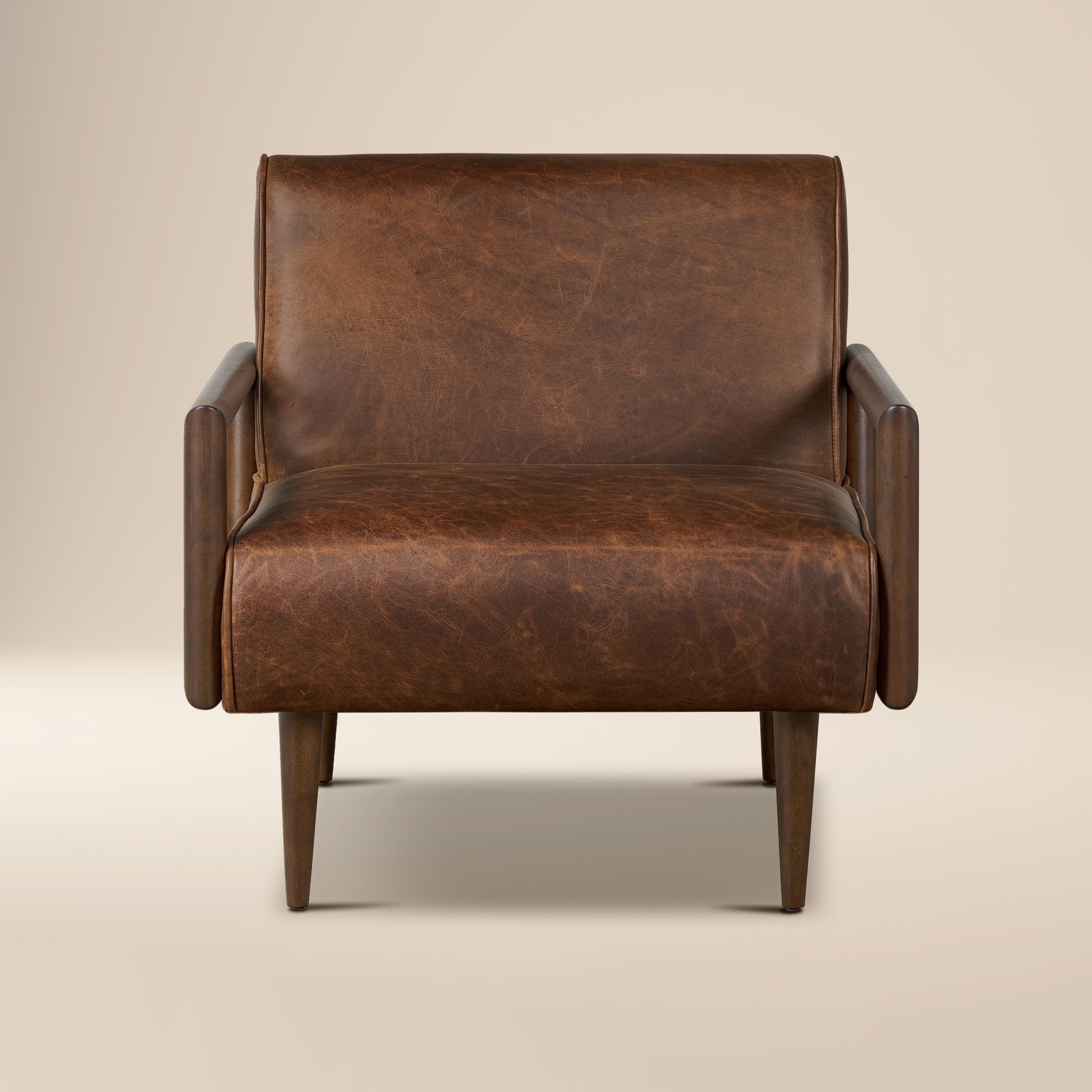 Fauteuil en cuir | Marron chocolat