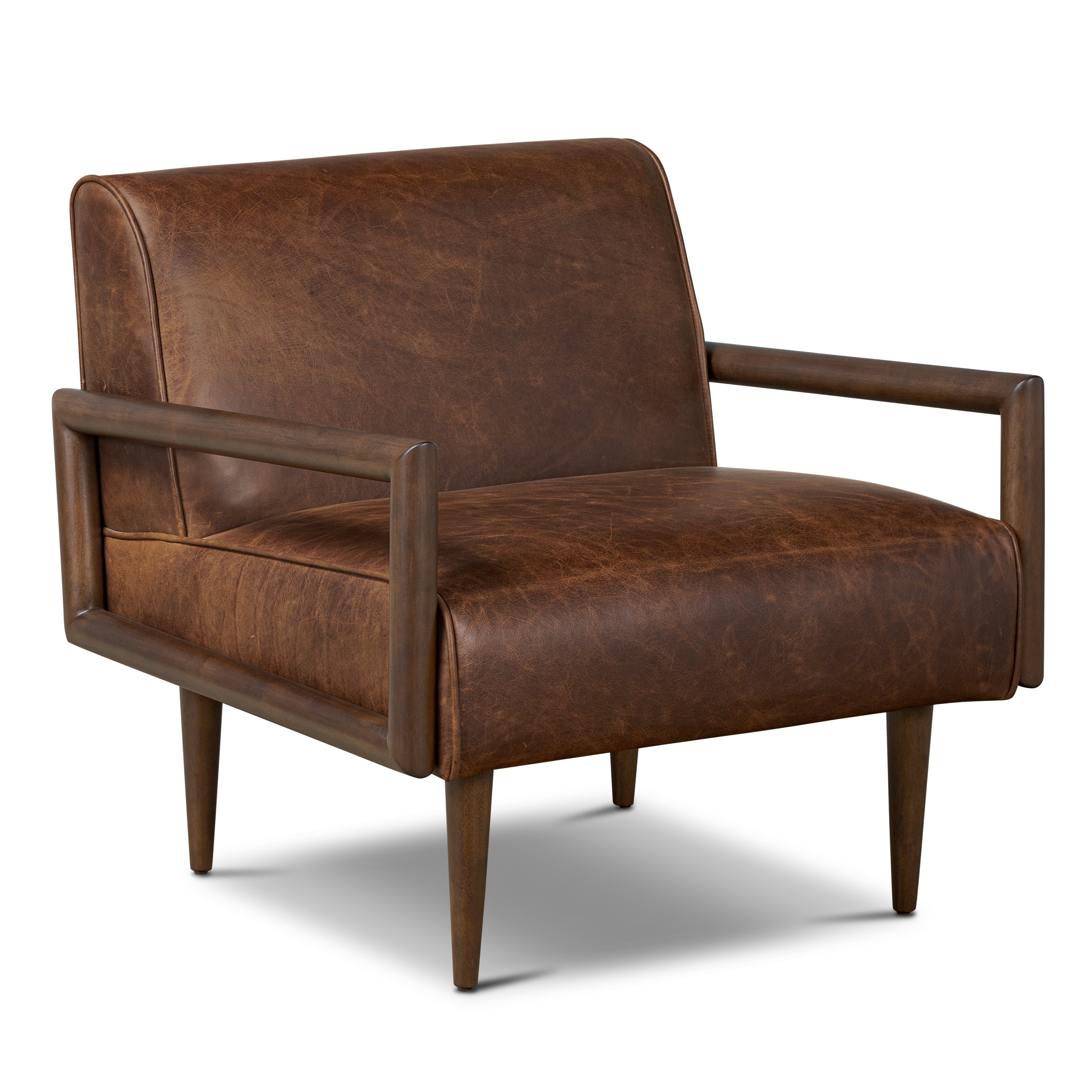 Fauteuil en cuir | Marron chocolat