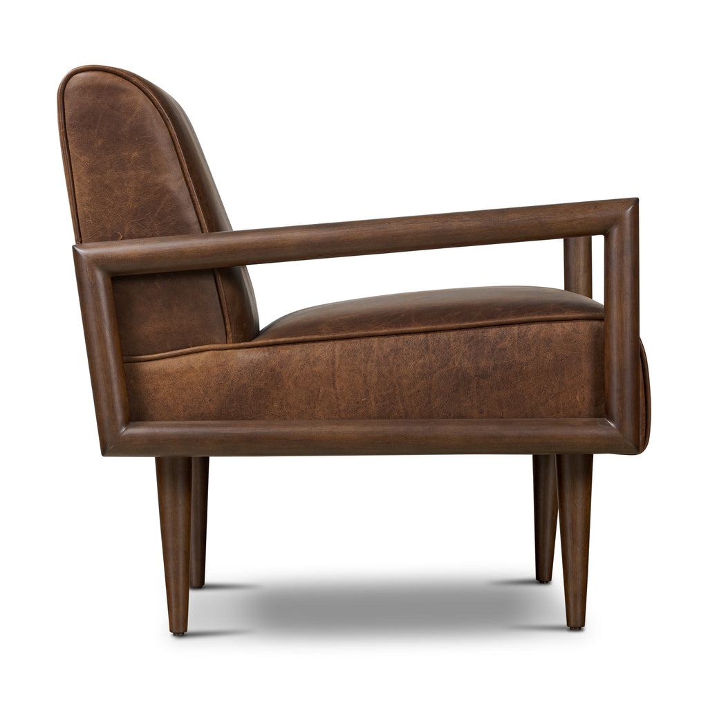 Fauteuil en cuir | Marron chocolat