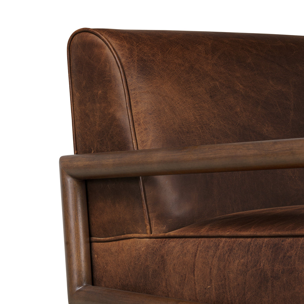 Fauteuil en cuir | Marron chocolat