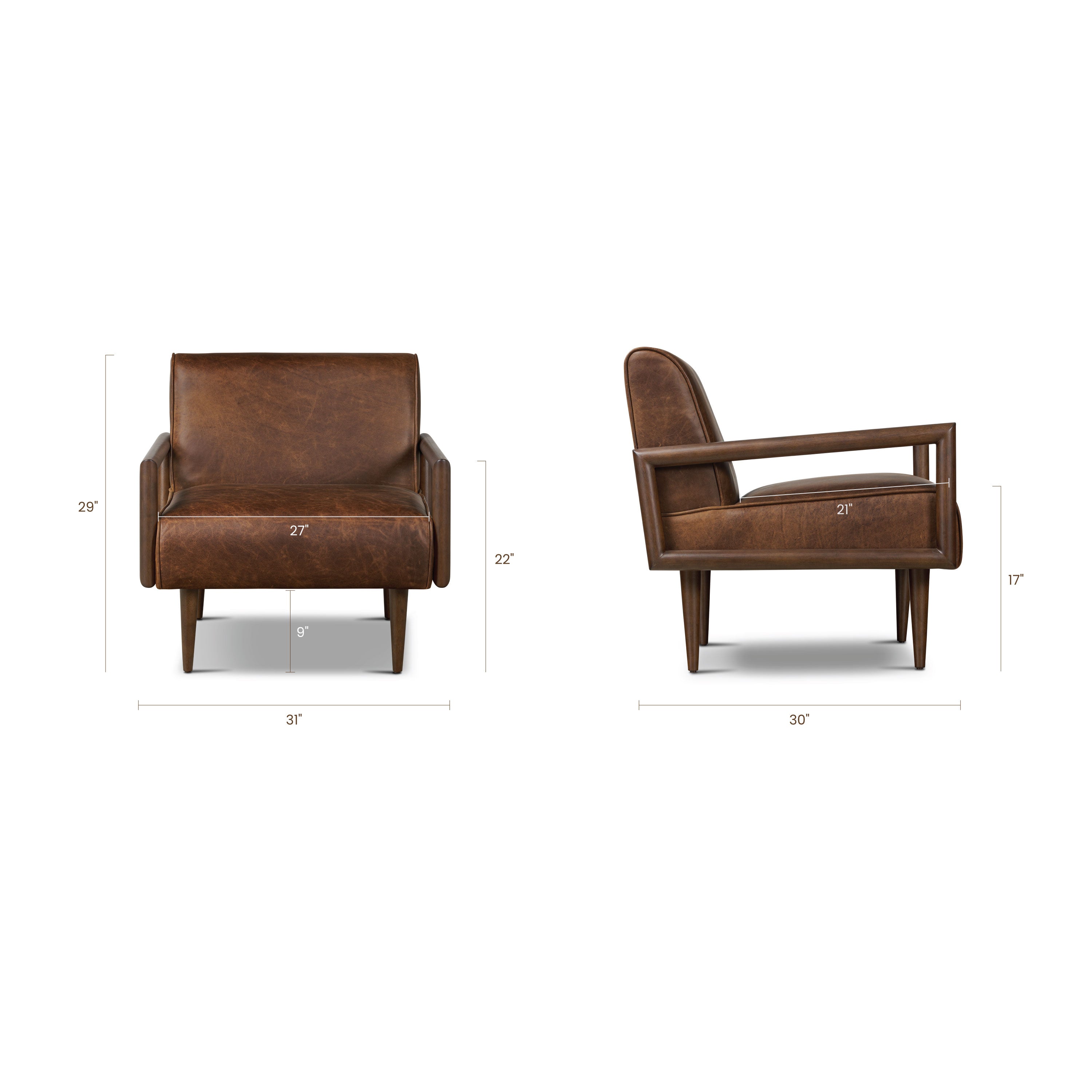 Fauteuil en cuir | Marron chocolat