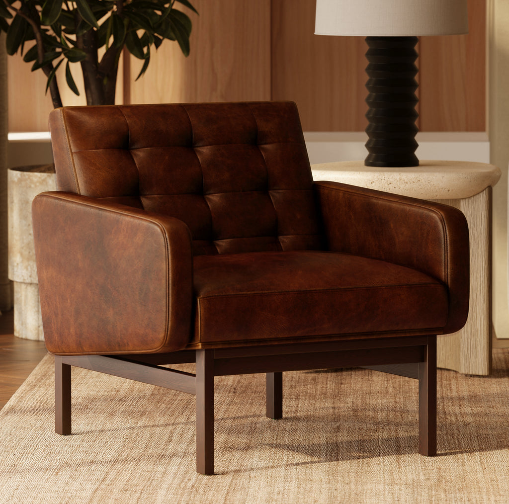 Fauteuil en cuir | Marron Oscuro