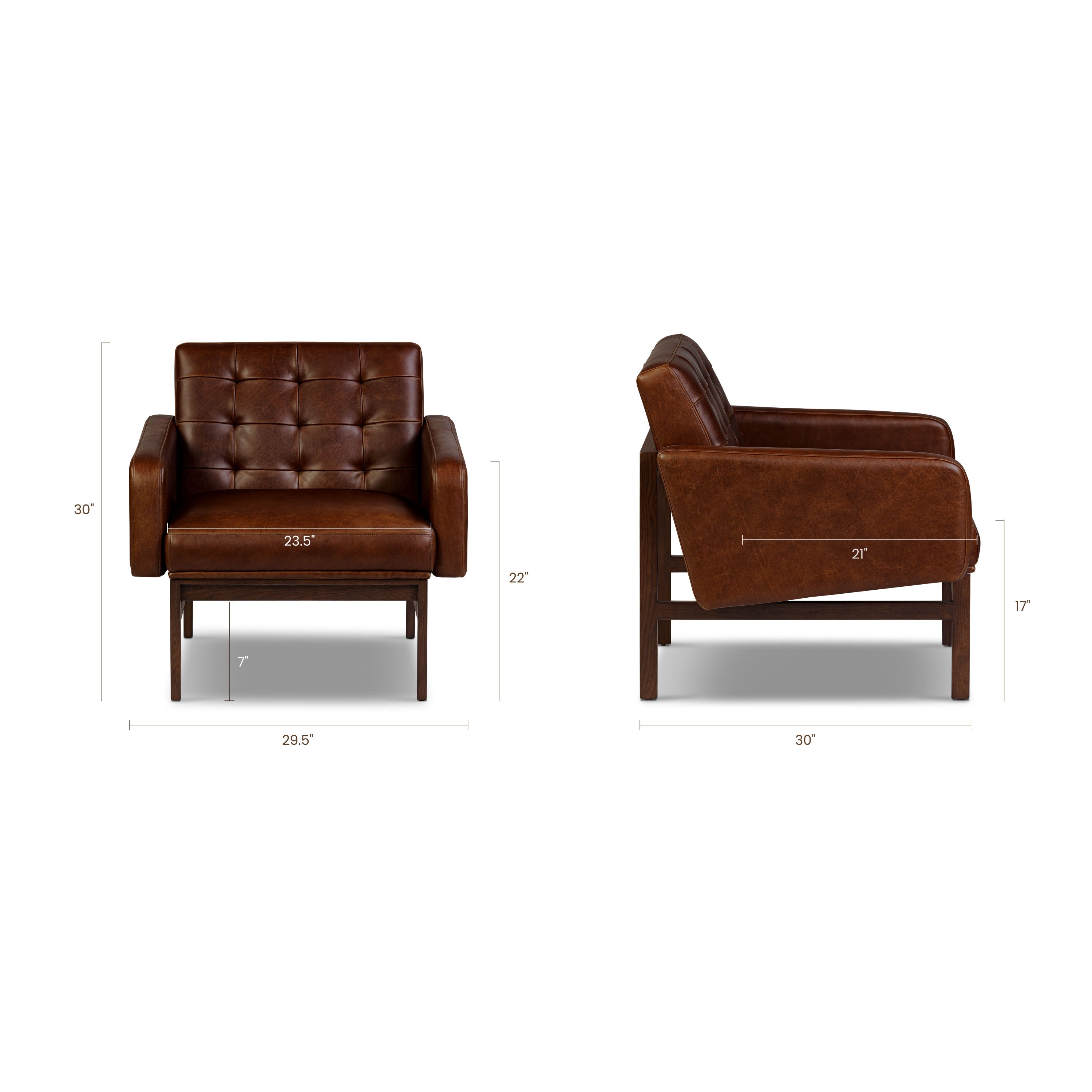 Fauteuil en cuir | Marron Oscuro