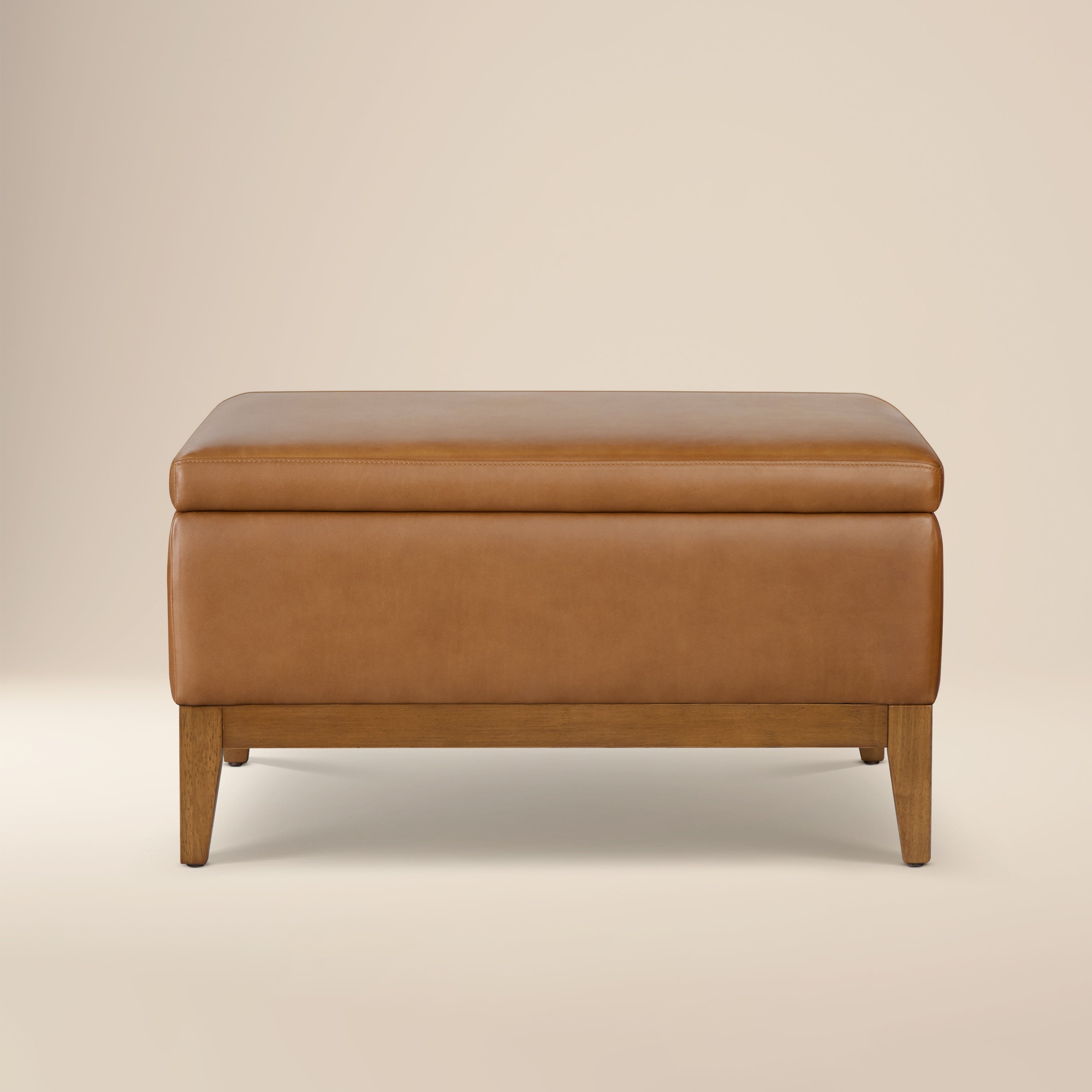 Ottoman de rangement en cuir | Brun selle
