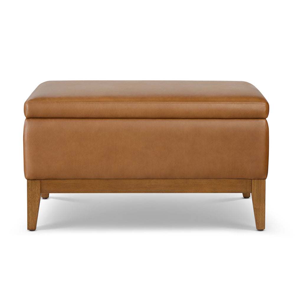 Ottoman de rangement en cuir | Brun selle