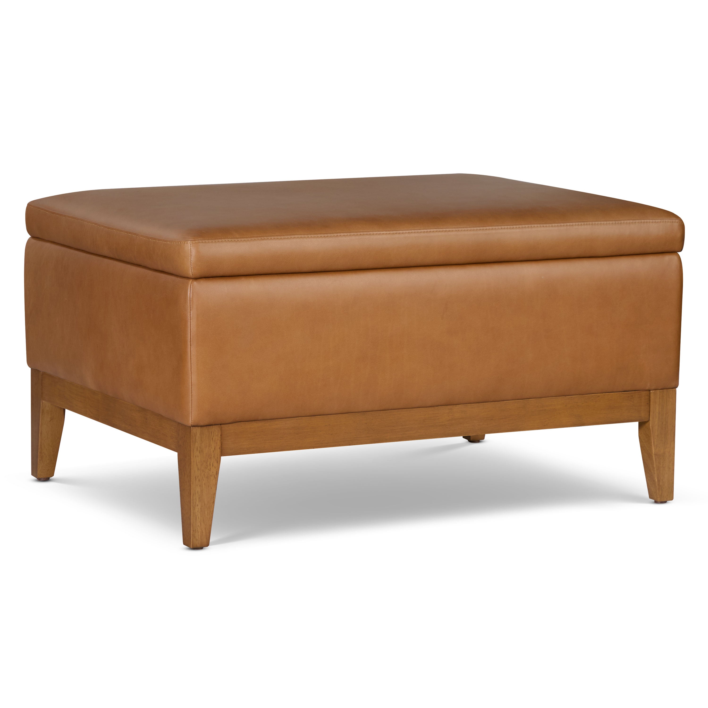 Ottoman de rangement en cuir | Brun selle