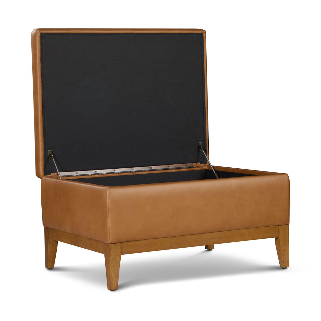 Ottoman de rangement en cuir | Brun selle