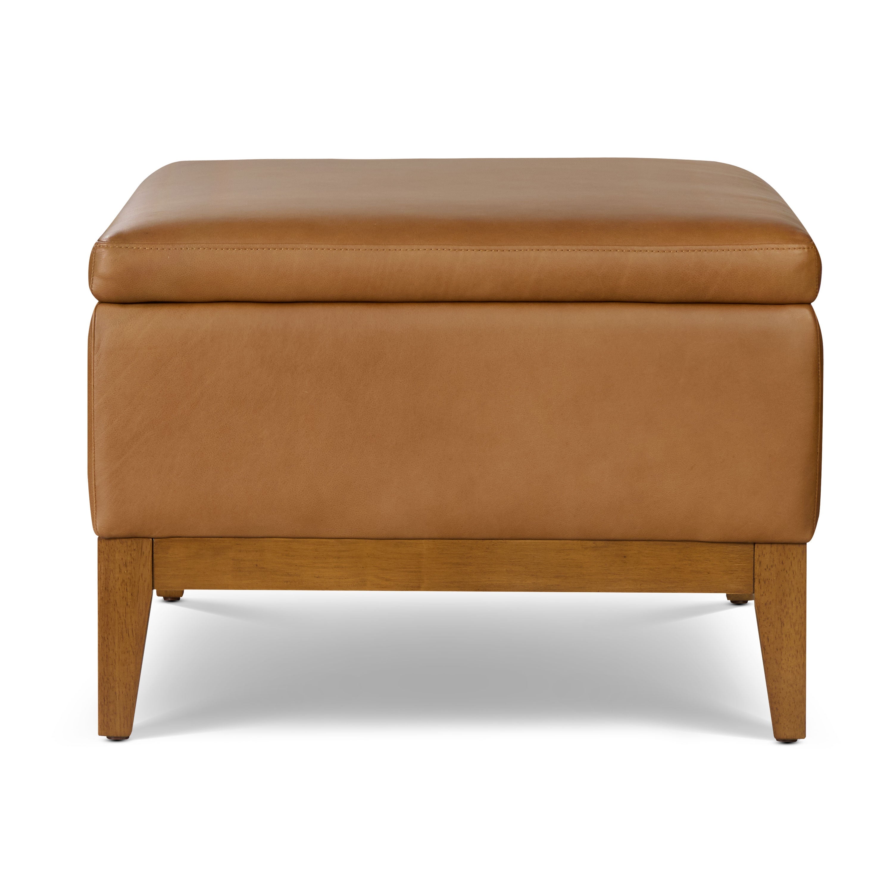 Ottoman de rangement en cuir | Brun selle