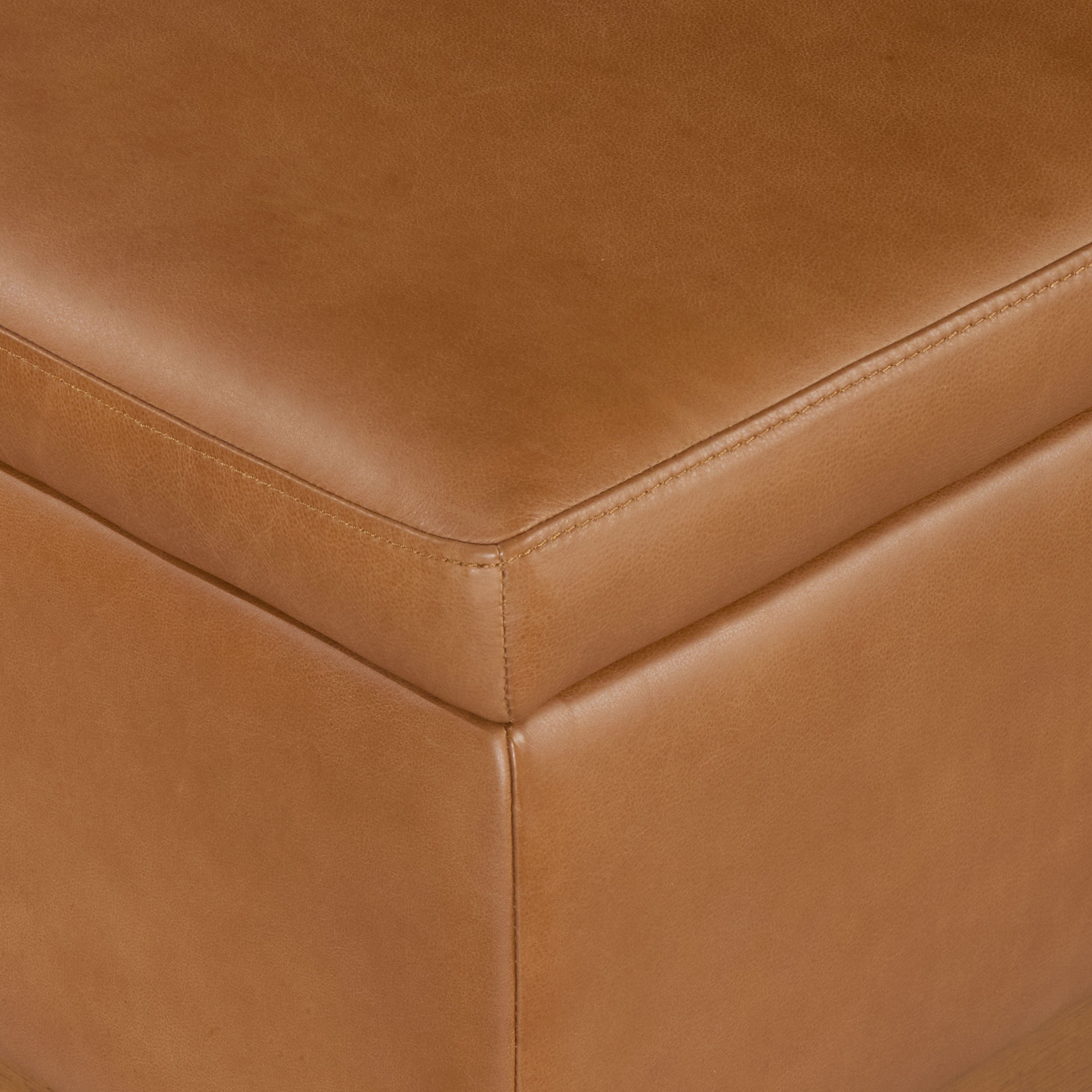 Ottoman de rangement en cuir | Brun selle