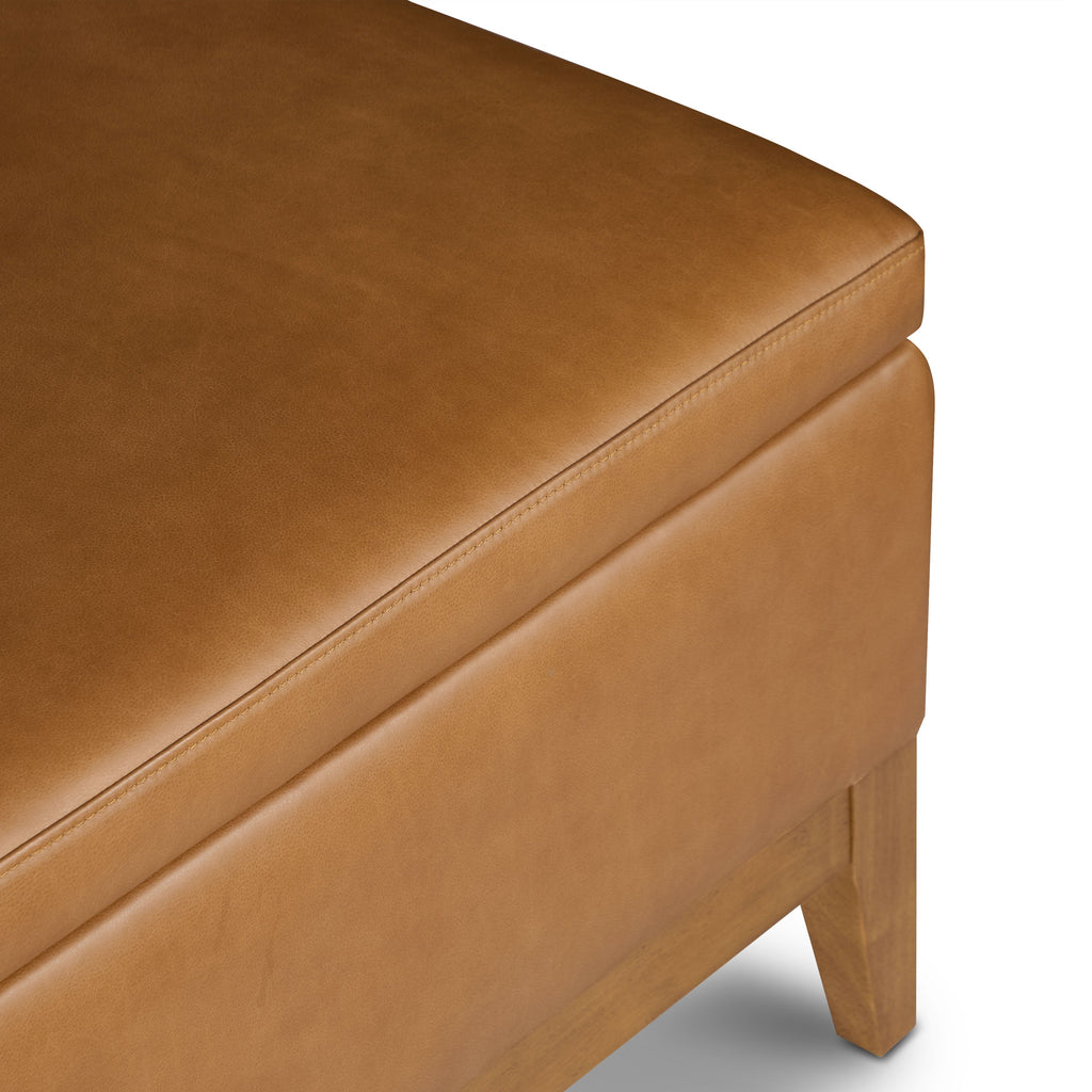 Ottoman de rangement en cuir | Brun selle