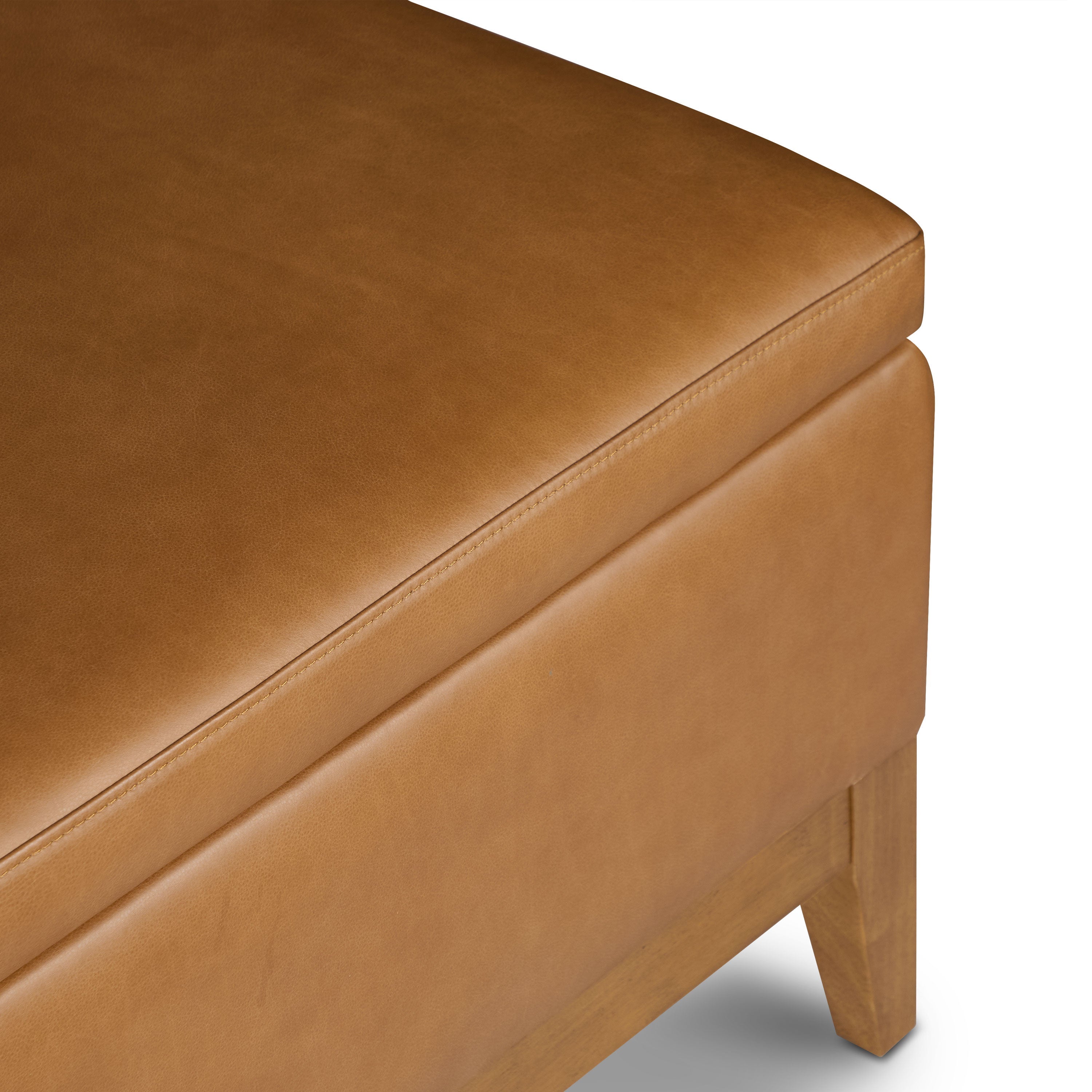 Ottoman de rangement en cuir | Brun selle