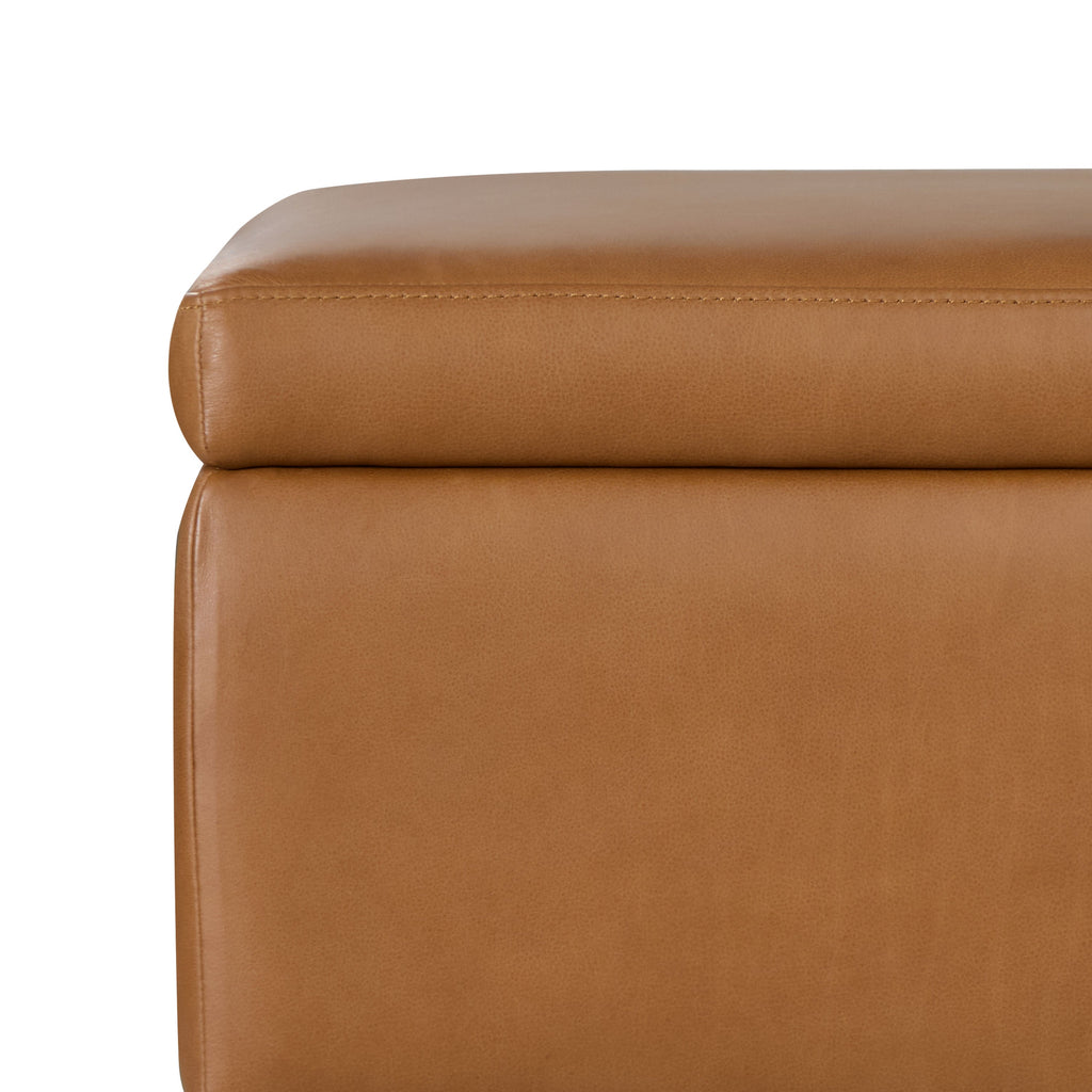 Ottoman de rangement en cuir | Brun selle