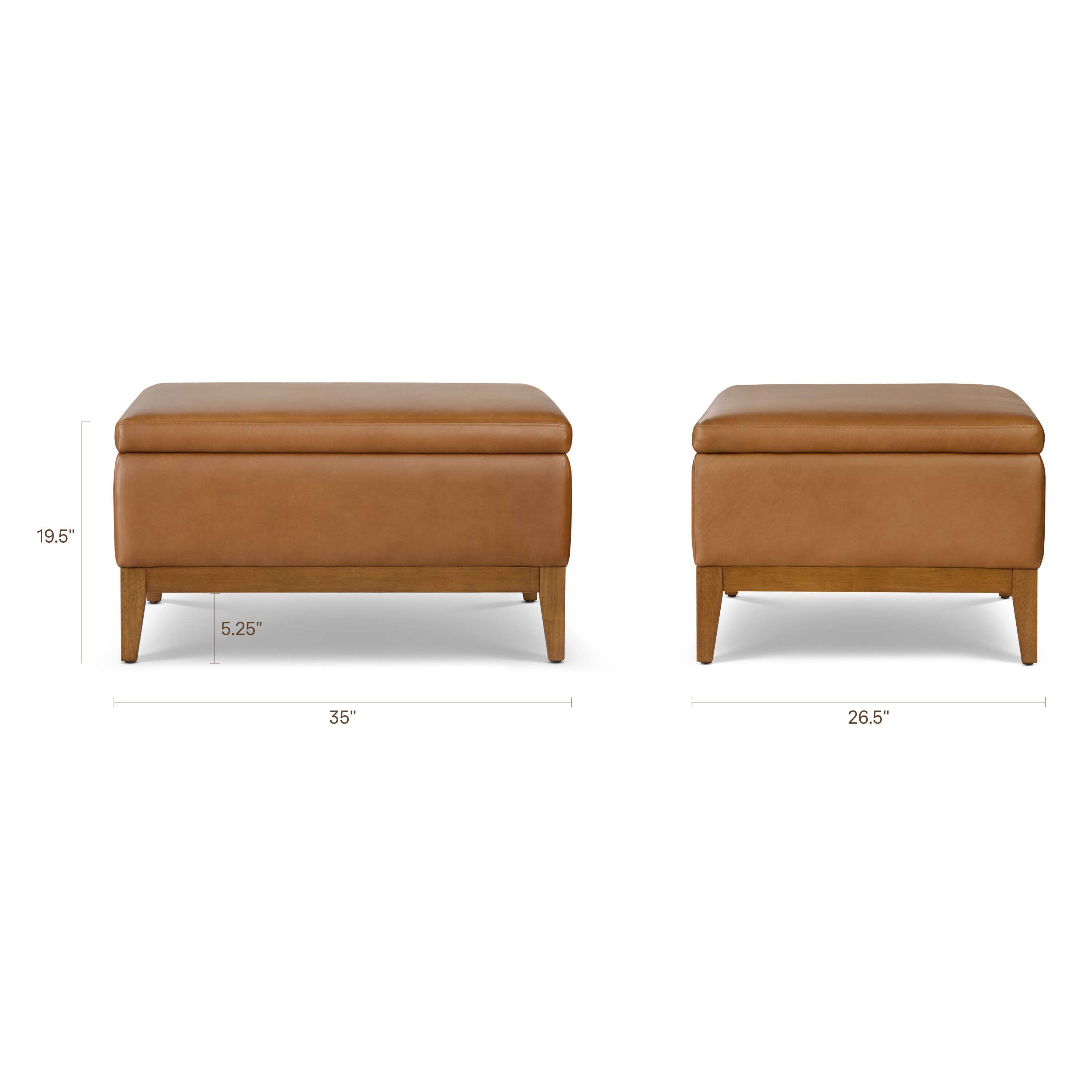 Ottoman de rangement en cuir | Brun selle