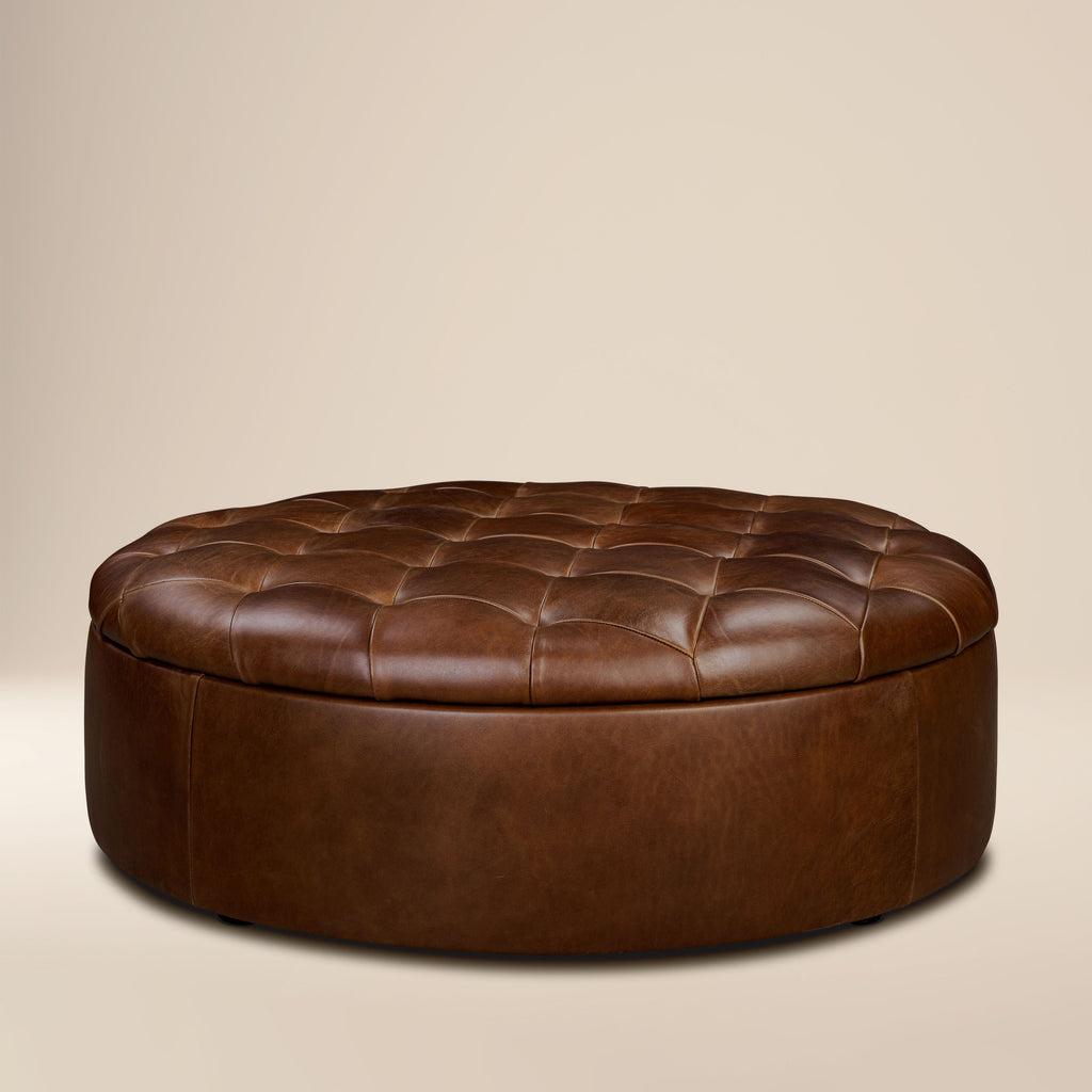 Ottoman de rangement en cuir | Marron foncé