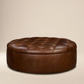 Ottoman de rangement en cuir | Marron foncé