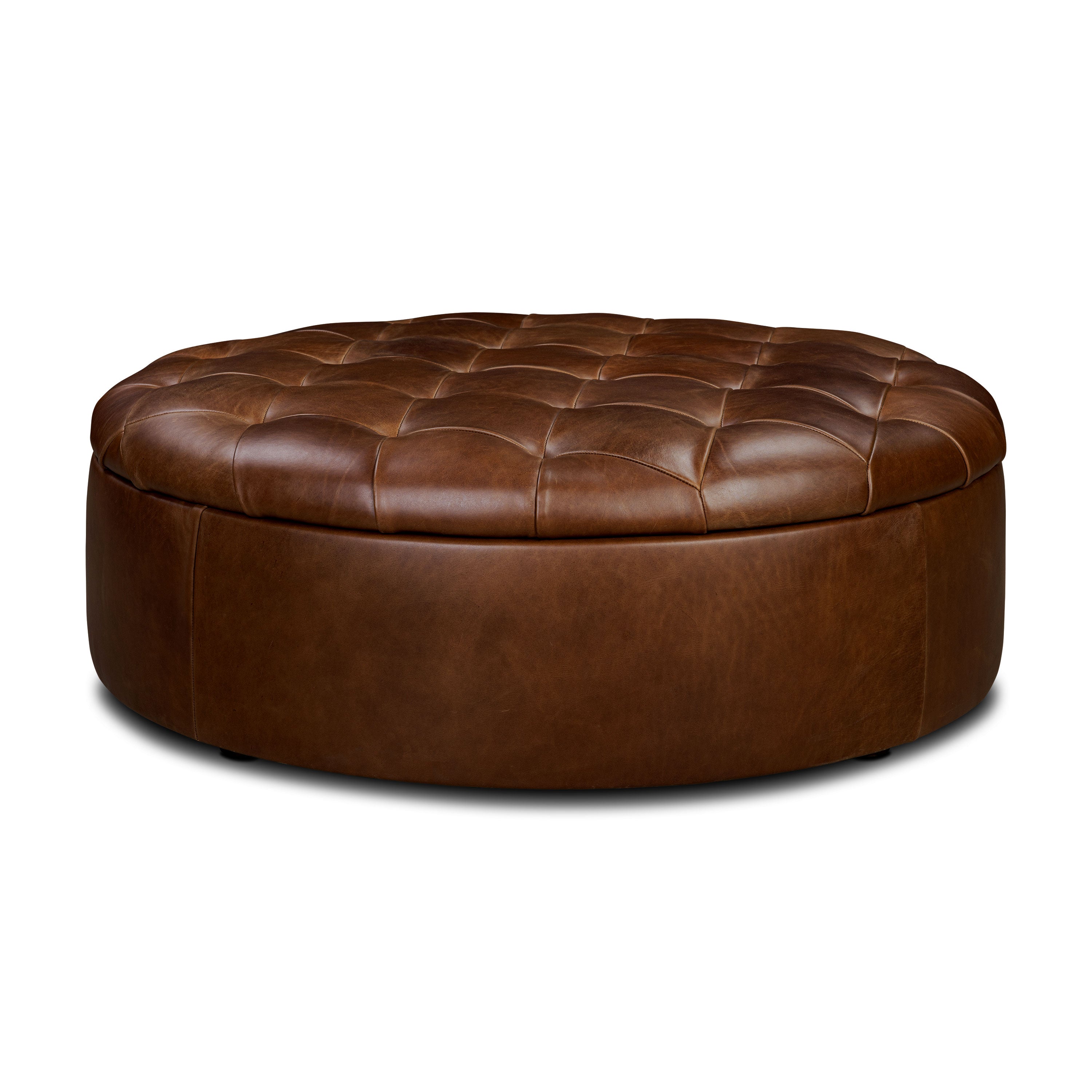 Ottoman de rangement en cuir | Marron foncé