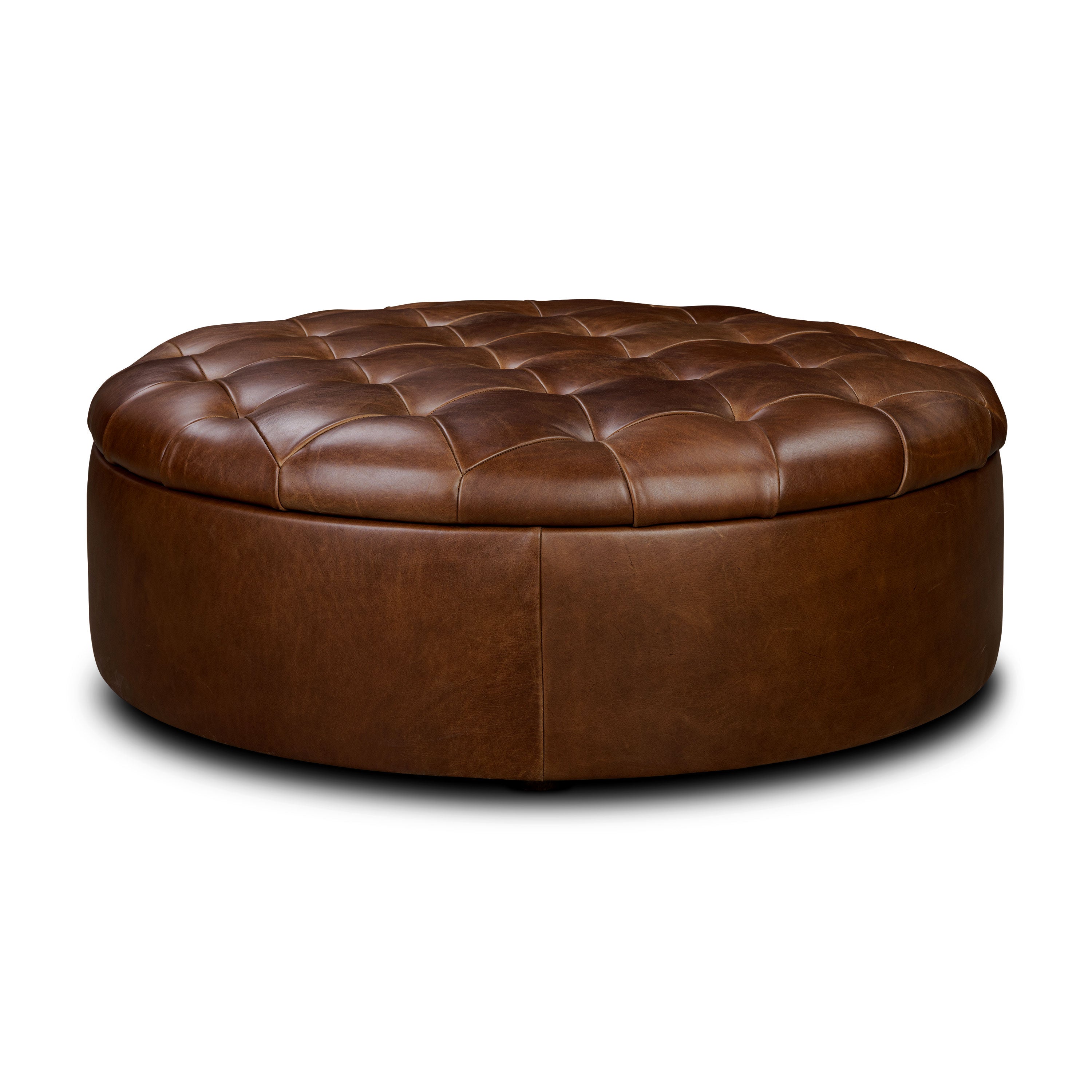 Ottoman de rangement en cuir | Marron foncé