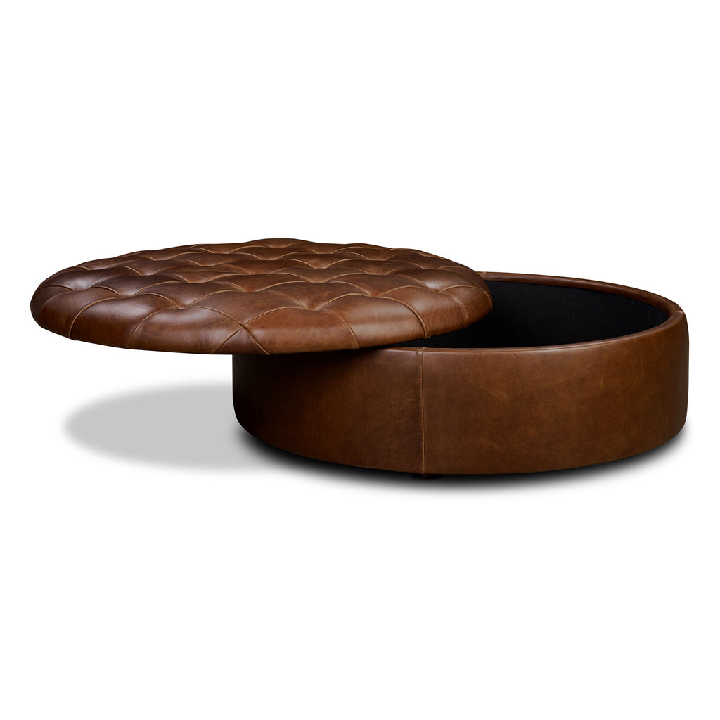 Ottoman de rangement en cuir | Marron foncé