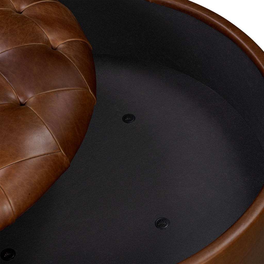Ottoman de rangement en cuir | Marron foncé