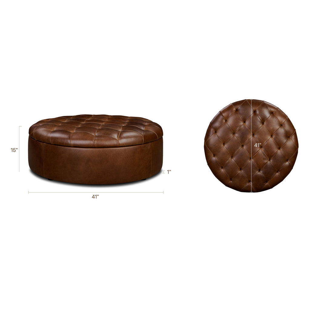 Ottoman de rangement en cuir | Marron foncé