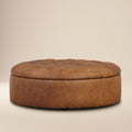 Pouf de rangement en cuir | Tan Roux