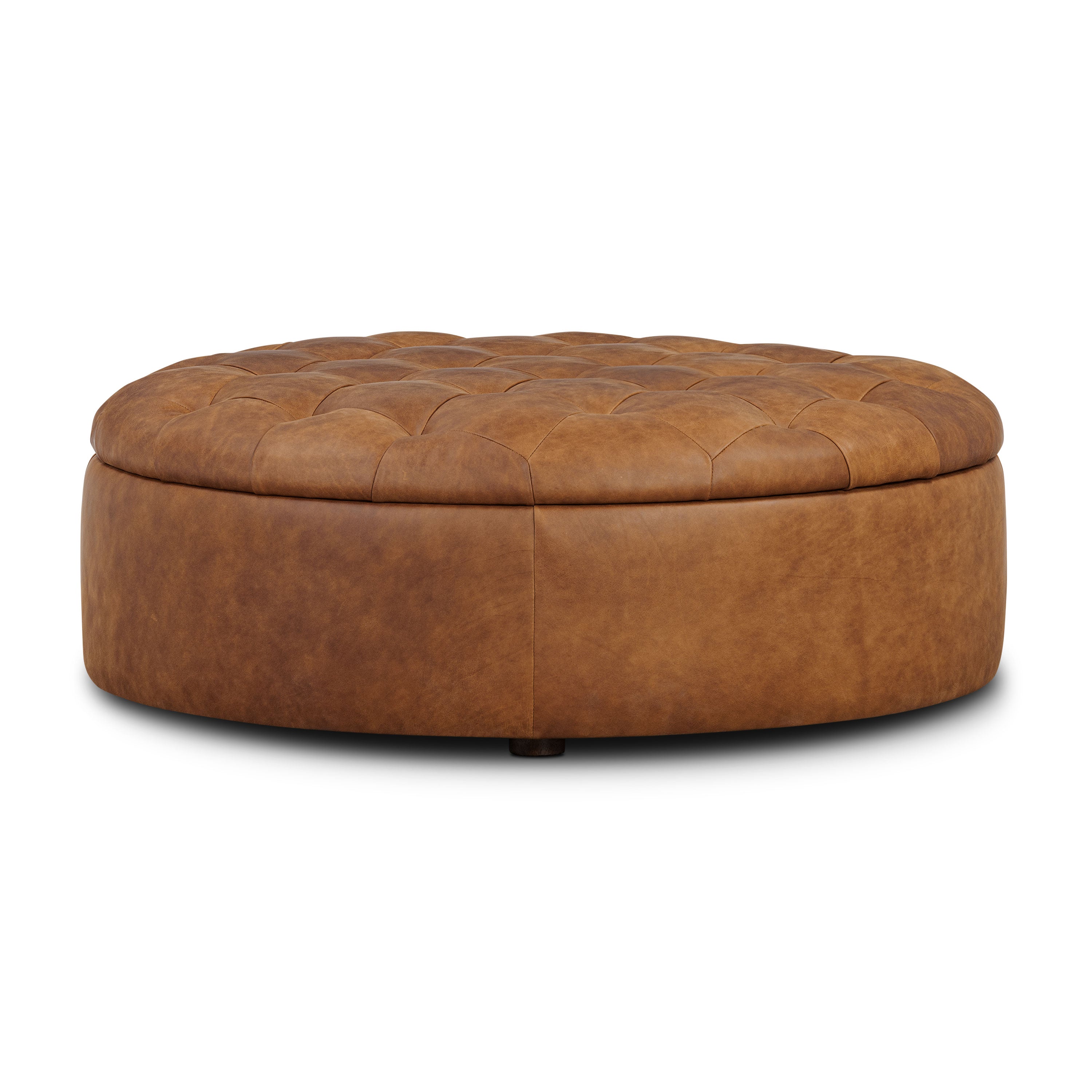 Pouf de rangement en cuir | Tan Roux