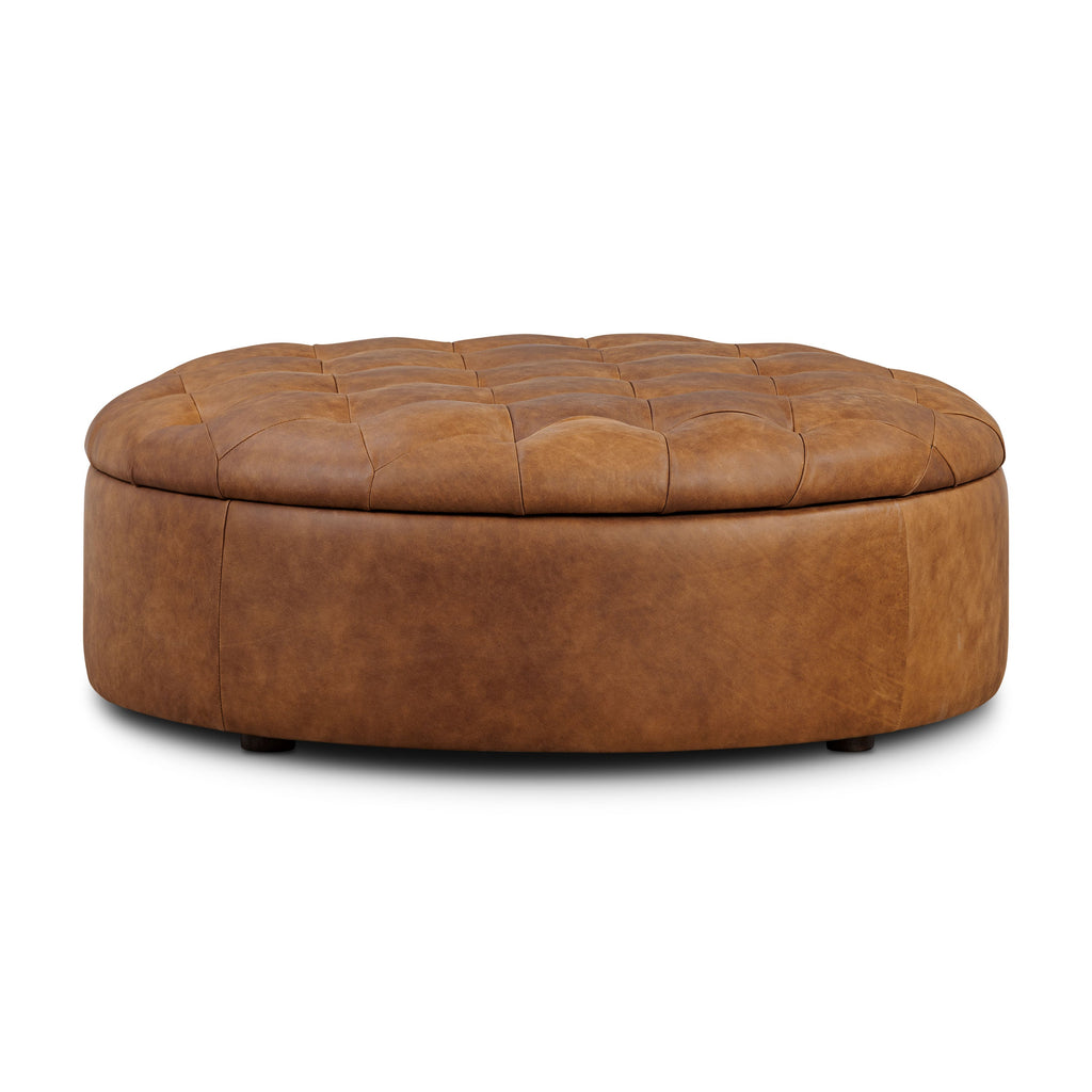 Pouf de rangement en cuir | Tan Roux