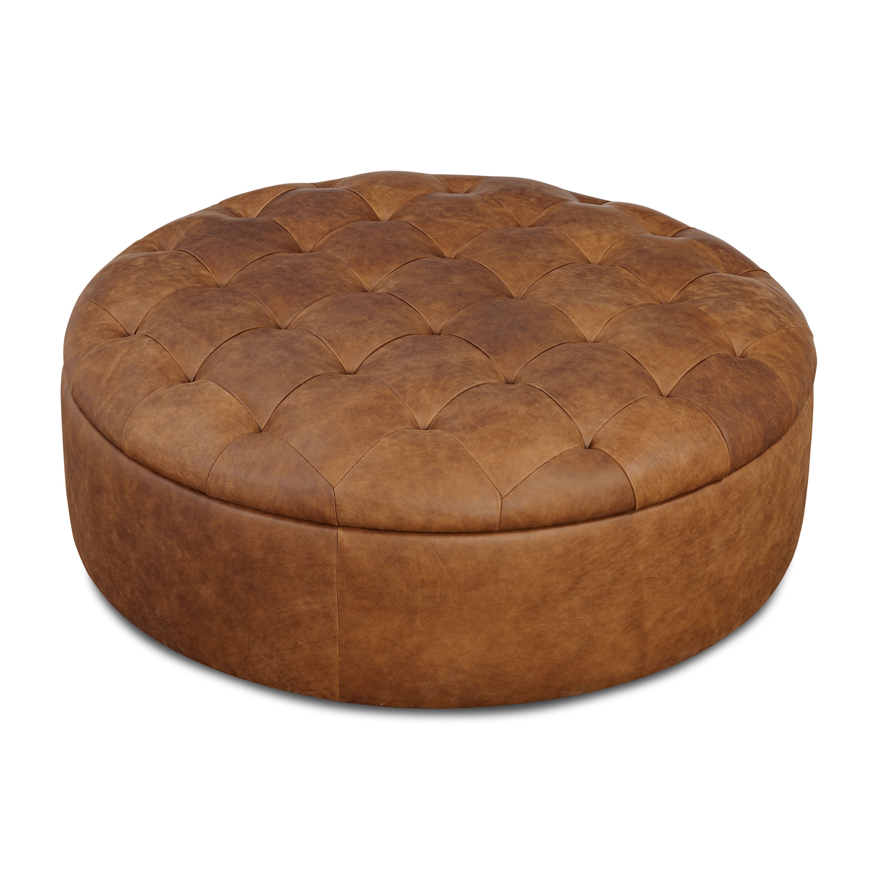 Pouf de rangement en cuir | Tan Roux