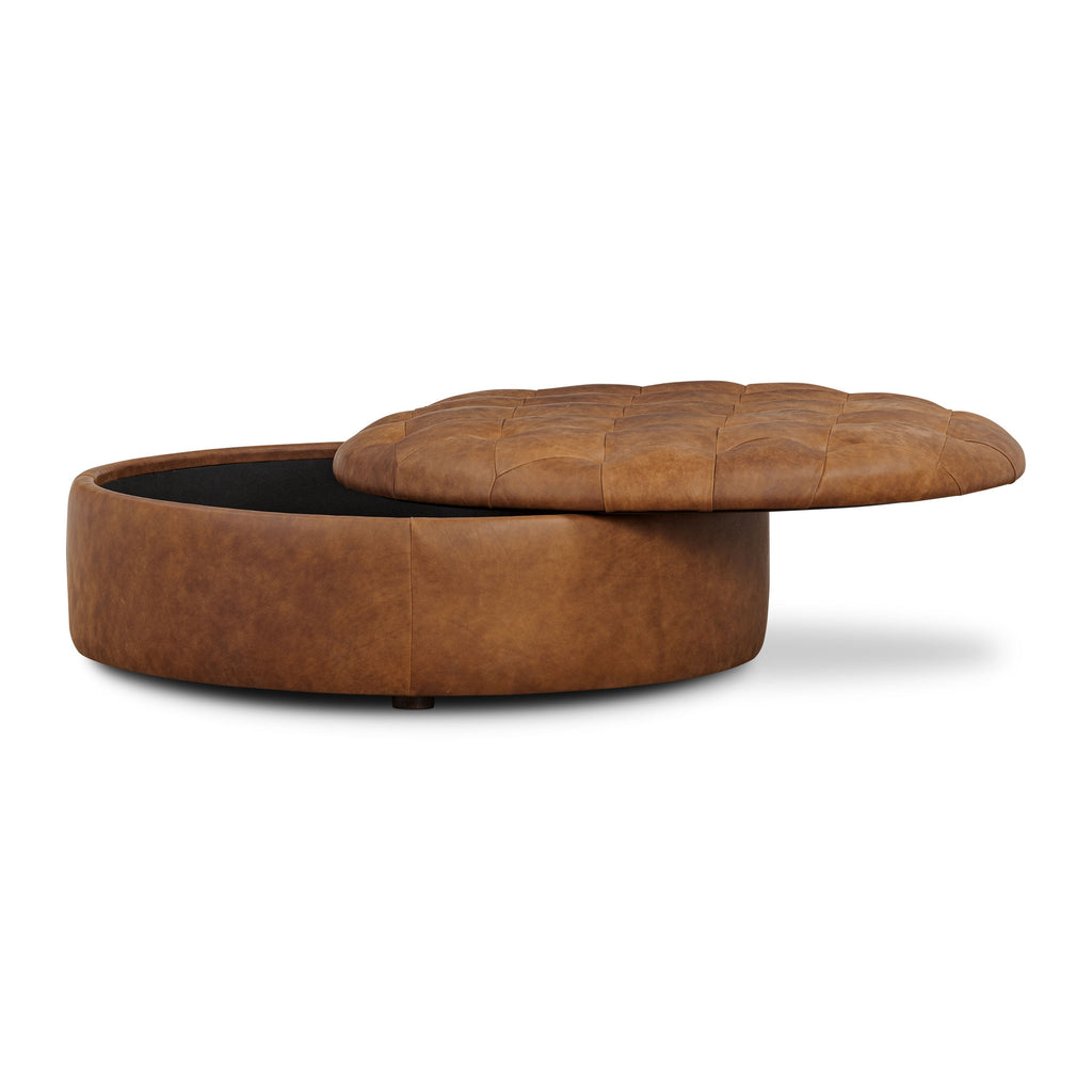 Pouf de rangement en cuir | Tan Roux