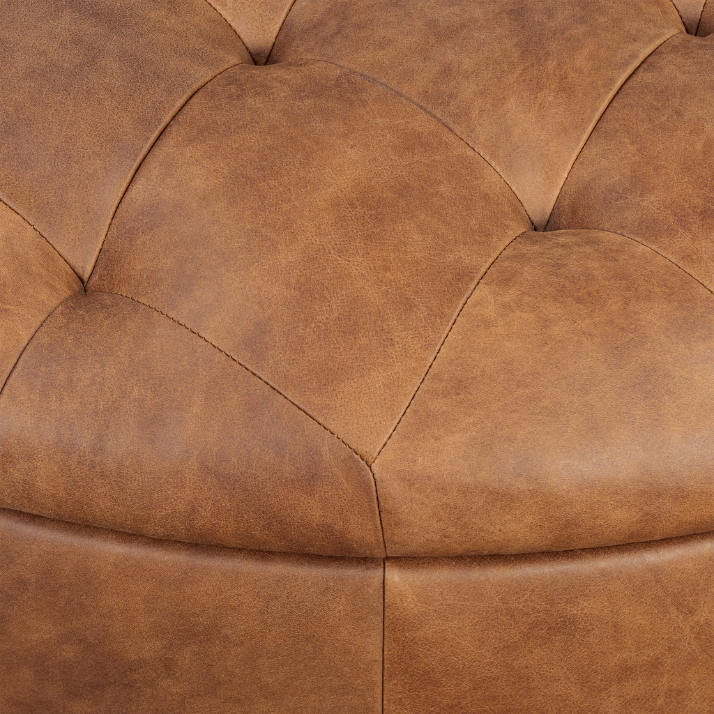 Pouf de rangement en cuir | Tan Roux