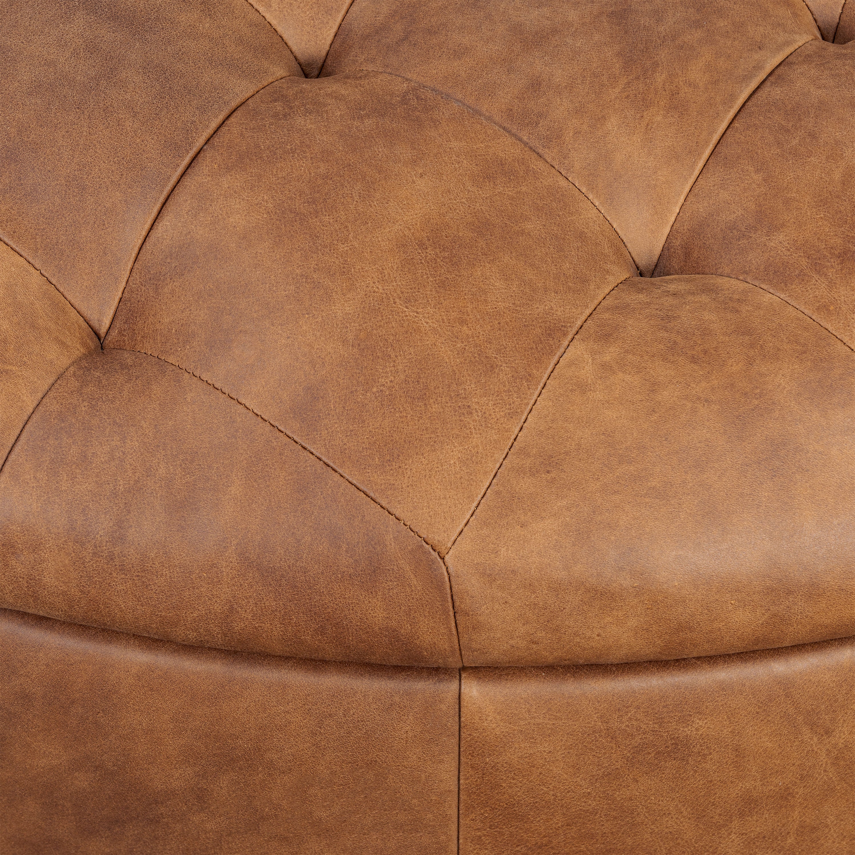 Pouf de rangement en cuir | Tan Roux