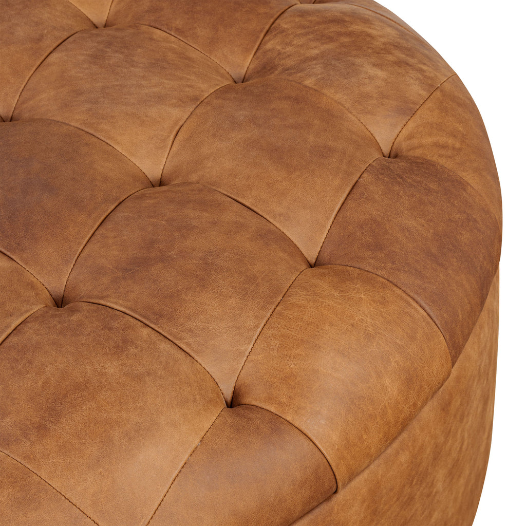 Pouf de rangement en cuir | Tan Roux
