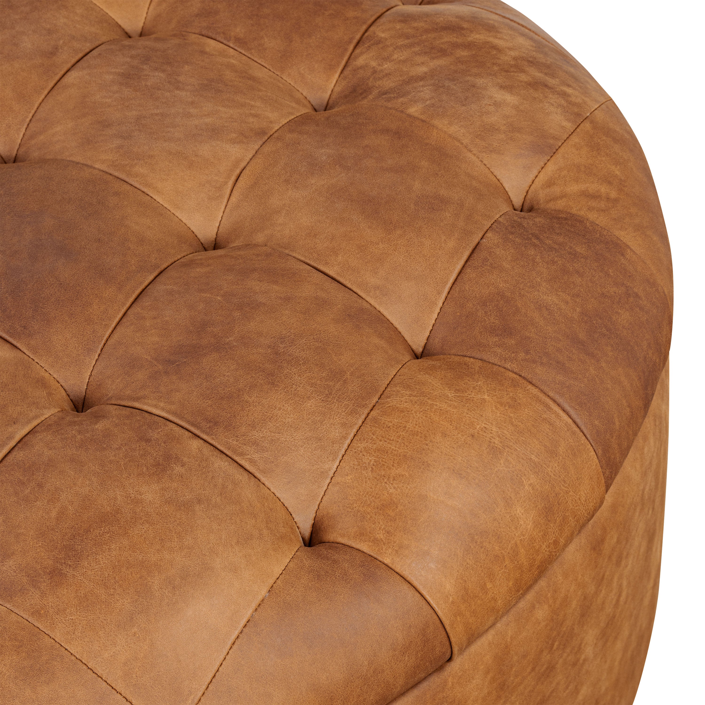 Pouf de rangement en cuir | Tan Roux