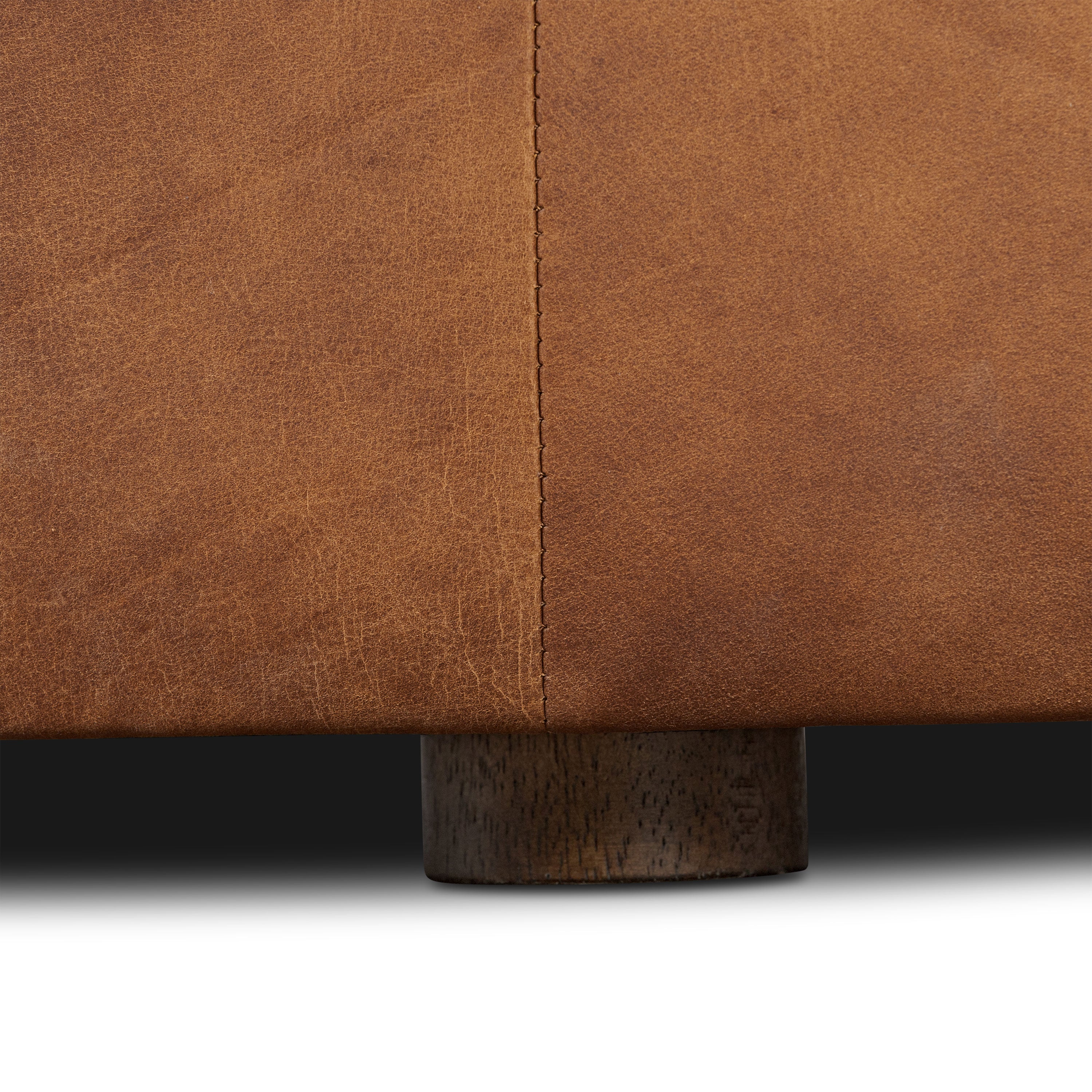 Pouf de rangement en cuir | Tan Roux