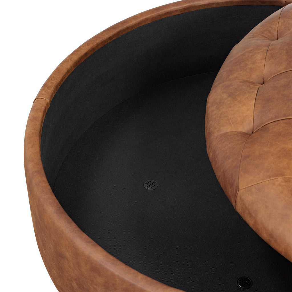 Pouf de rangement en cuir | Tan Roux