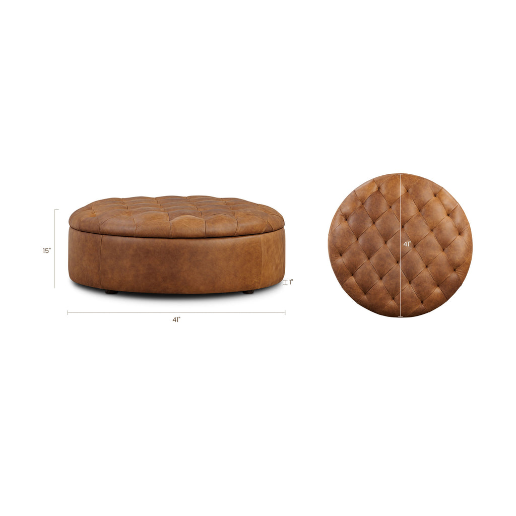 Pouf de rangement en cuir | Tan Roux