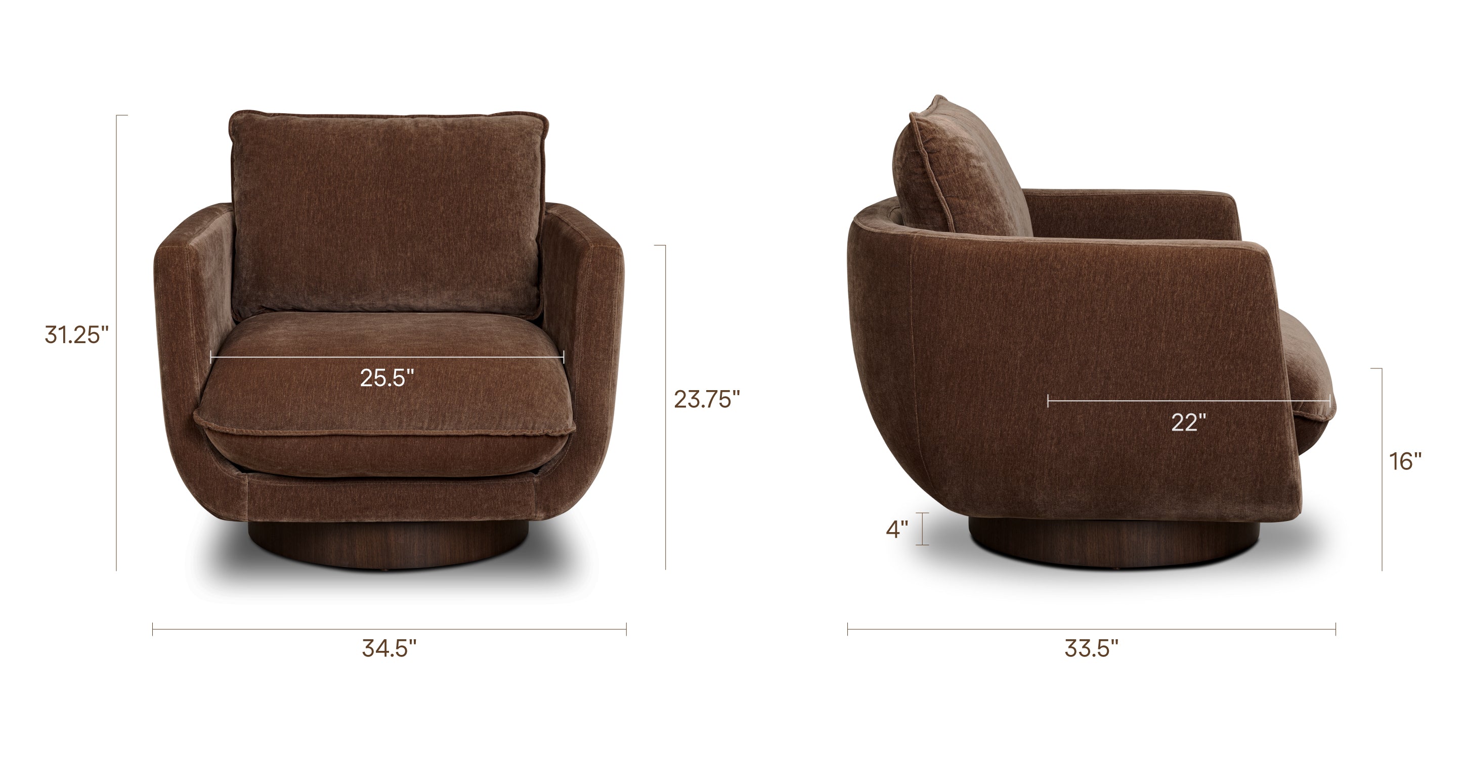 Fauteuil pivotant | Marron bronze