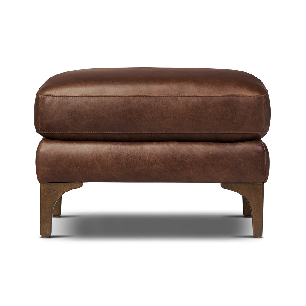 Pouf en cuir | Marron chocolat