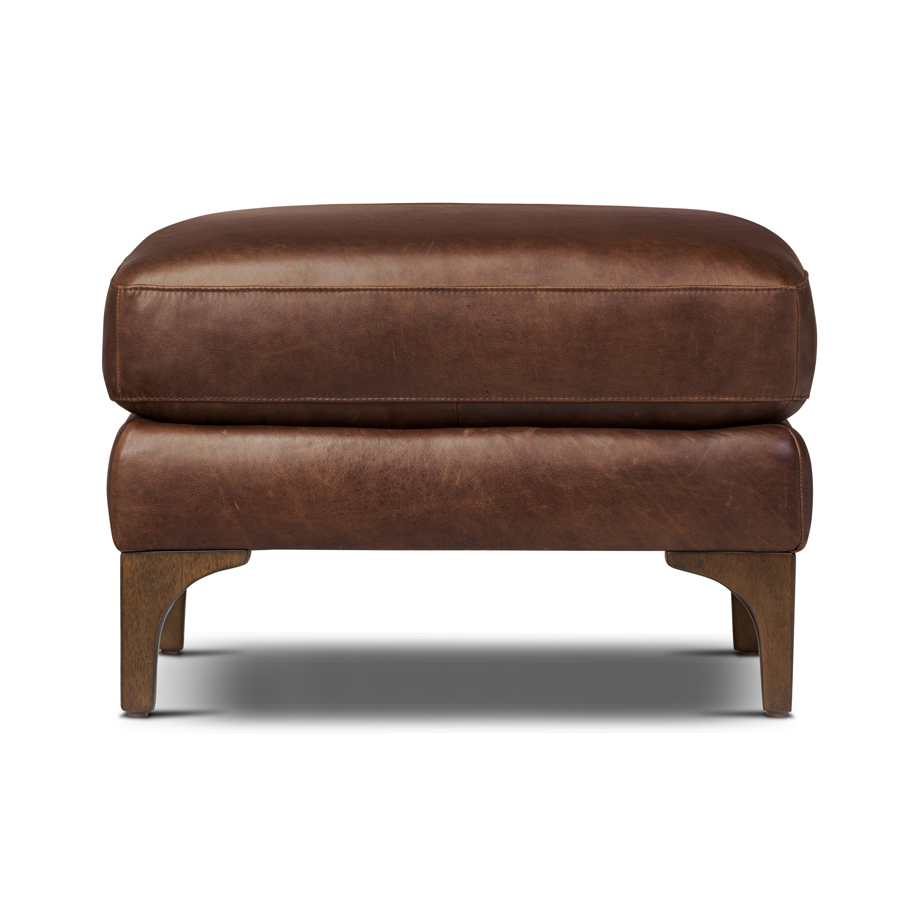 Pouf en cuir | Marron chocolat
